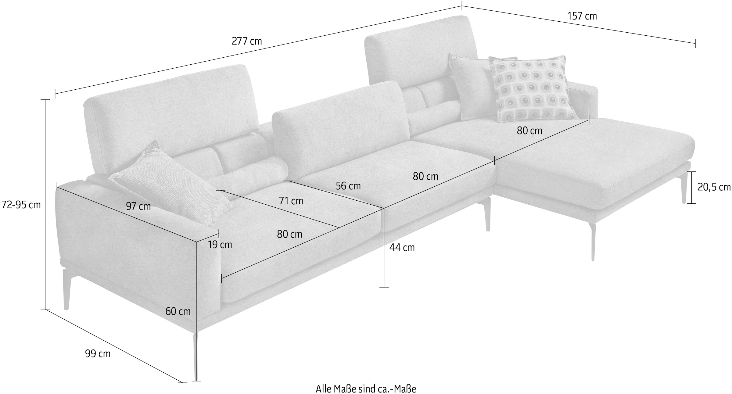 Egoitaliano Canapé d'angle »Masu, Design trifft sensationellen Sitzkomfort« inkl. 2 Kissenrollen, Rückenelemente manuell verstellbar, Metallfüsse