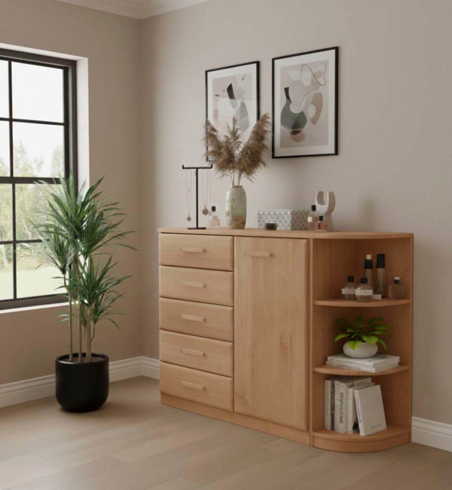 WIEMANN Étagère annexe »Lausanne, Anbauregal, Eckregal, teilmassiv Erle« 37 x 89 x 37 cm (B/H/T), MADE IN GERMANY,  Links und rechts anstellbar