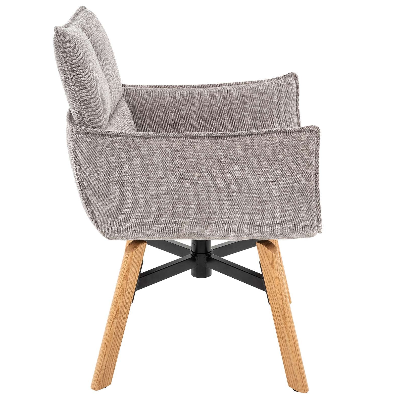 GOODproduct Chaise de salle à manger »Elyssa« (Set) 2 cuismassives Eichenholzgestell,  pflegeleichter Webstoff, Drehfunktion