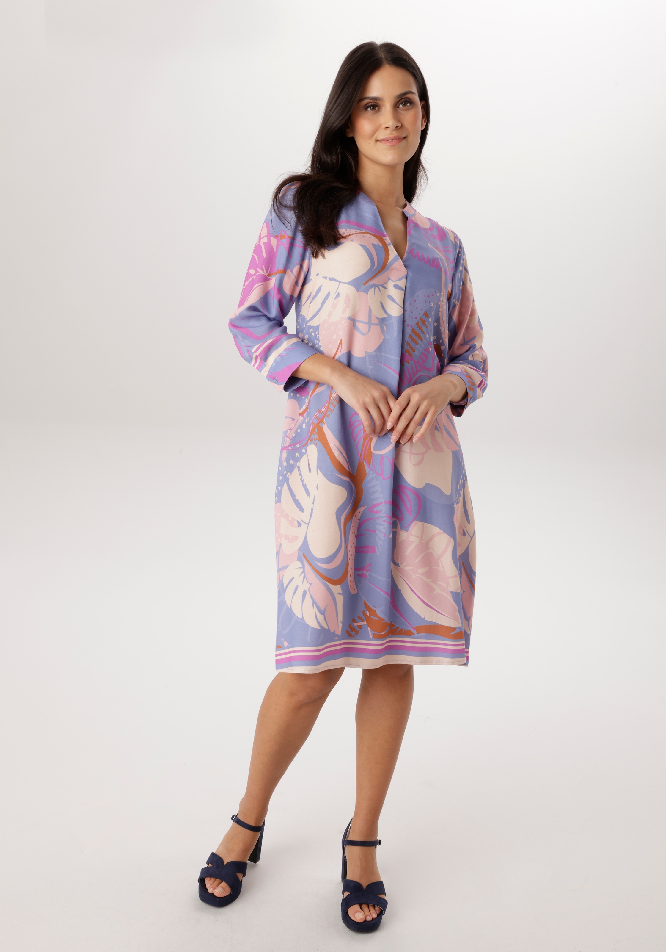 Aniston SELECTED Robe chemisier mit verspielter Blättermusterung - NEUE KOLLEKTION