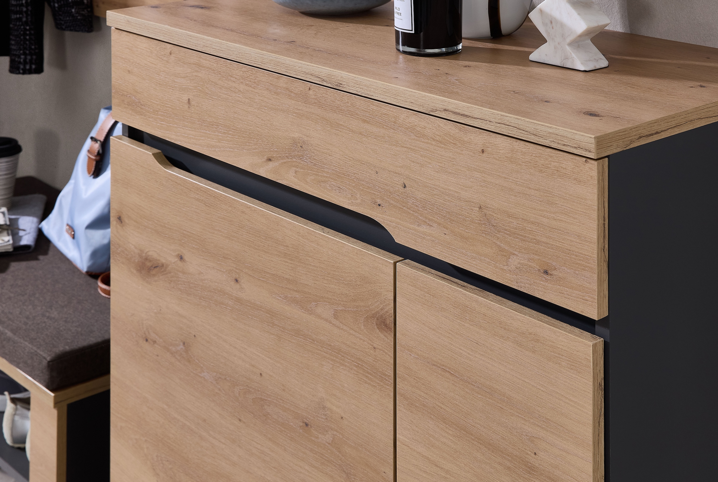 GOODproduct Armoire à chaussures »Bergen Schuhschrank, 80/107/38 (B/H/T cm)« 1 cuis tlg. 2 türig, Schubkasten, Soft Close,