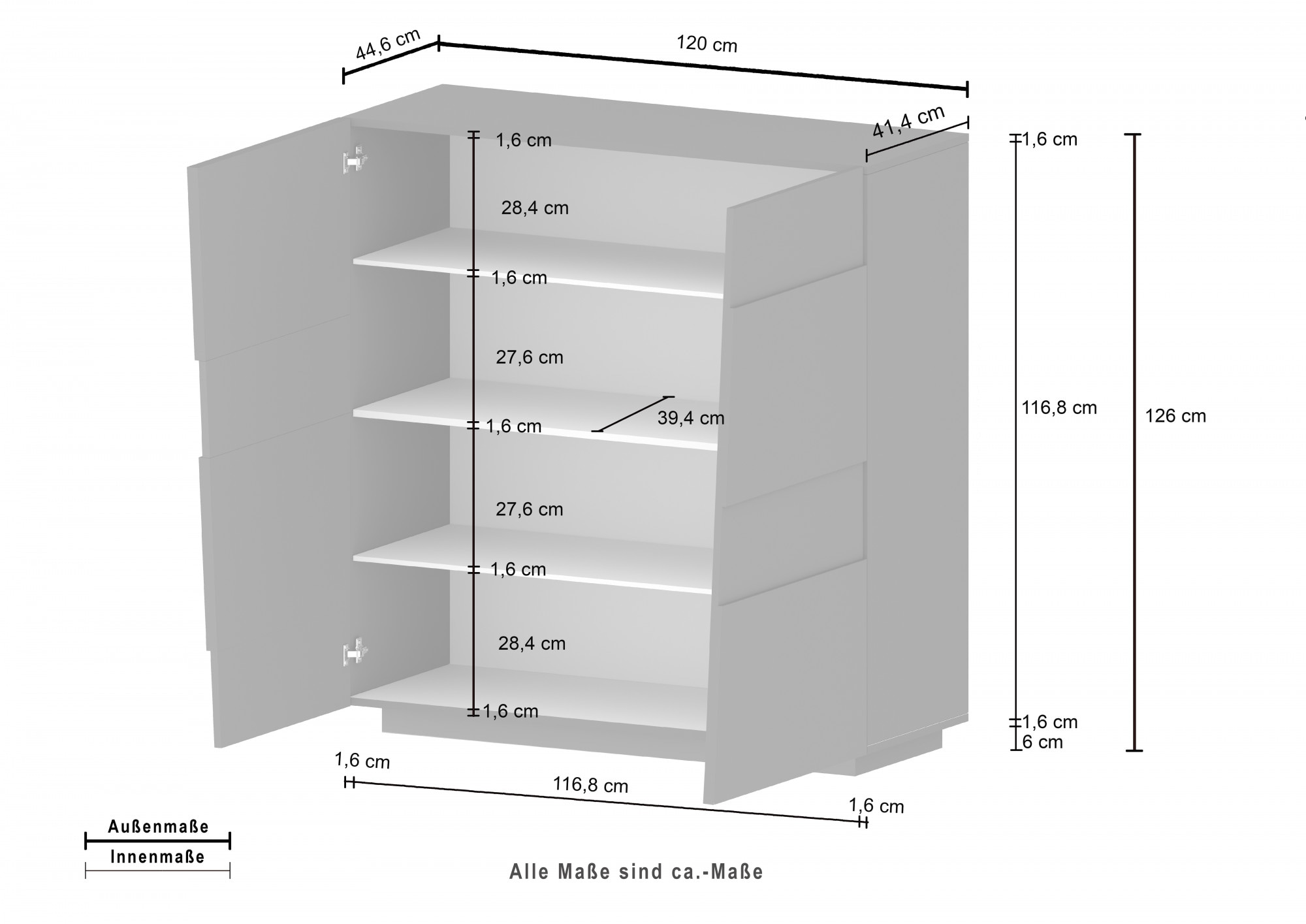 Home affaire Buffet haut »Pongo« 1 cuis tlg.