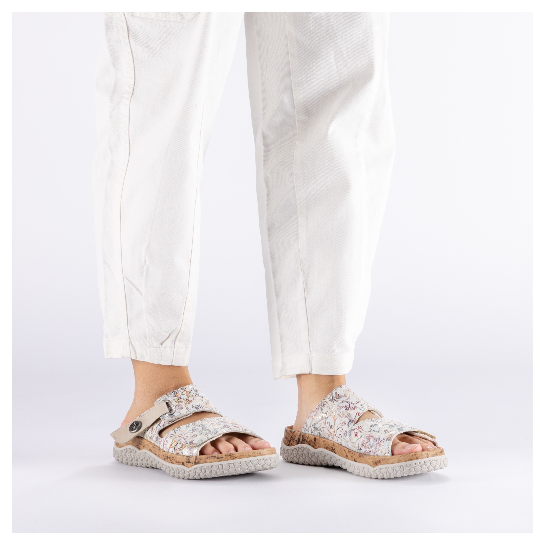 Rieker Pantolette  Sommerschuh, Schlupfschuh, Hausschuh mit Klettriemchen
