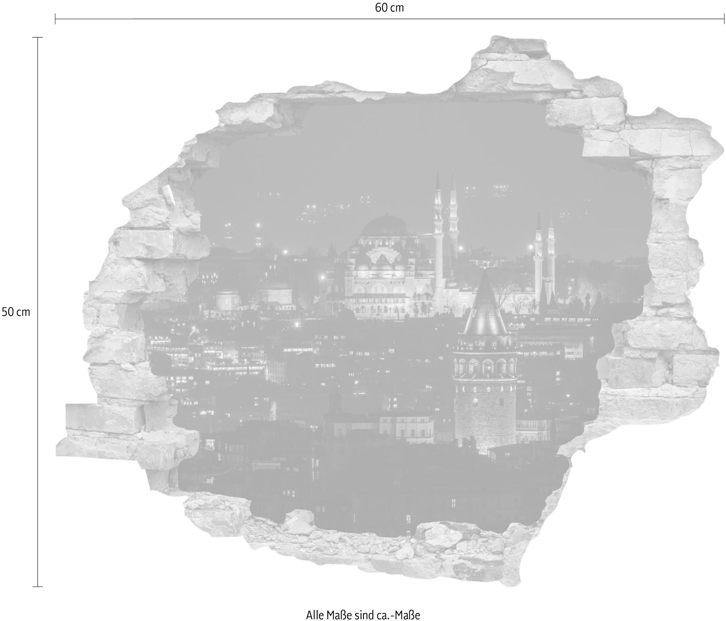 queence Wandtattoo »Stadt bei Nacht« Wandsticker, Wandbild, selbstklebend, 3D, Wanddurchbruch