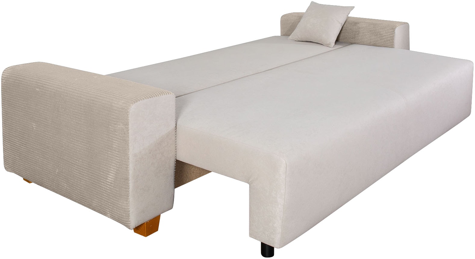 COLLECTION AB Canapé-lit »Yves, B: 243 cm, Liegefl. 142x194 cm« Bettfunktion, Bettkasten & 2 Zierkissen, Federkern