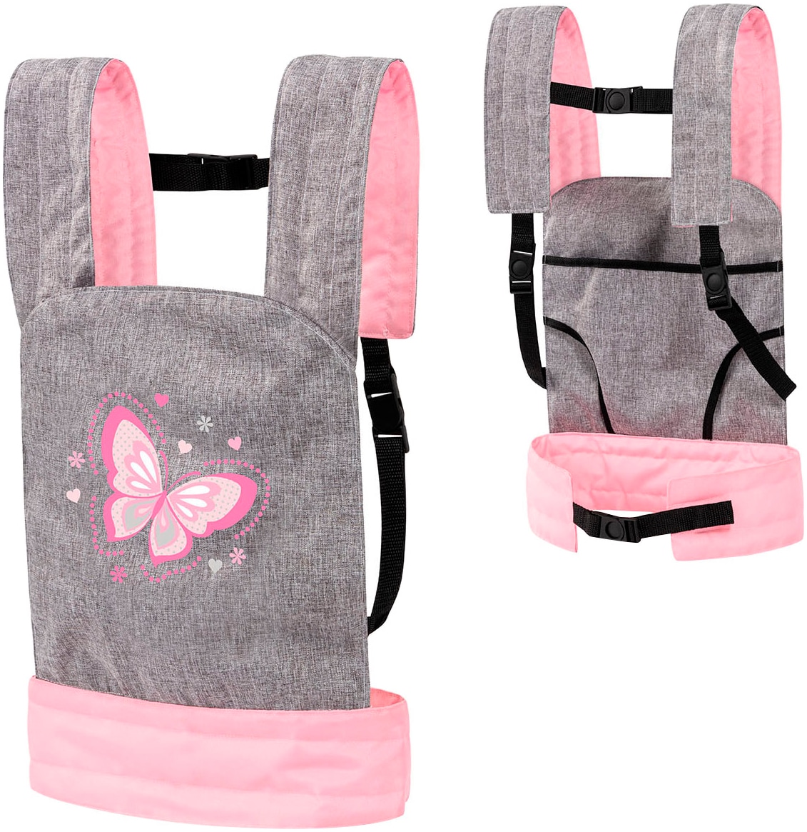 Bayer Puppen Trage »grau/rosa Schmetterling«