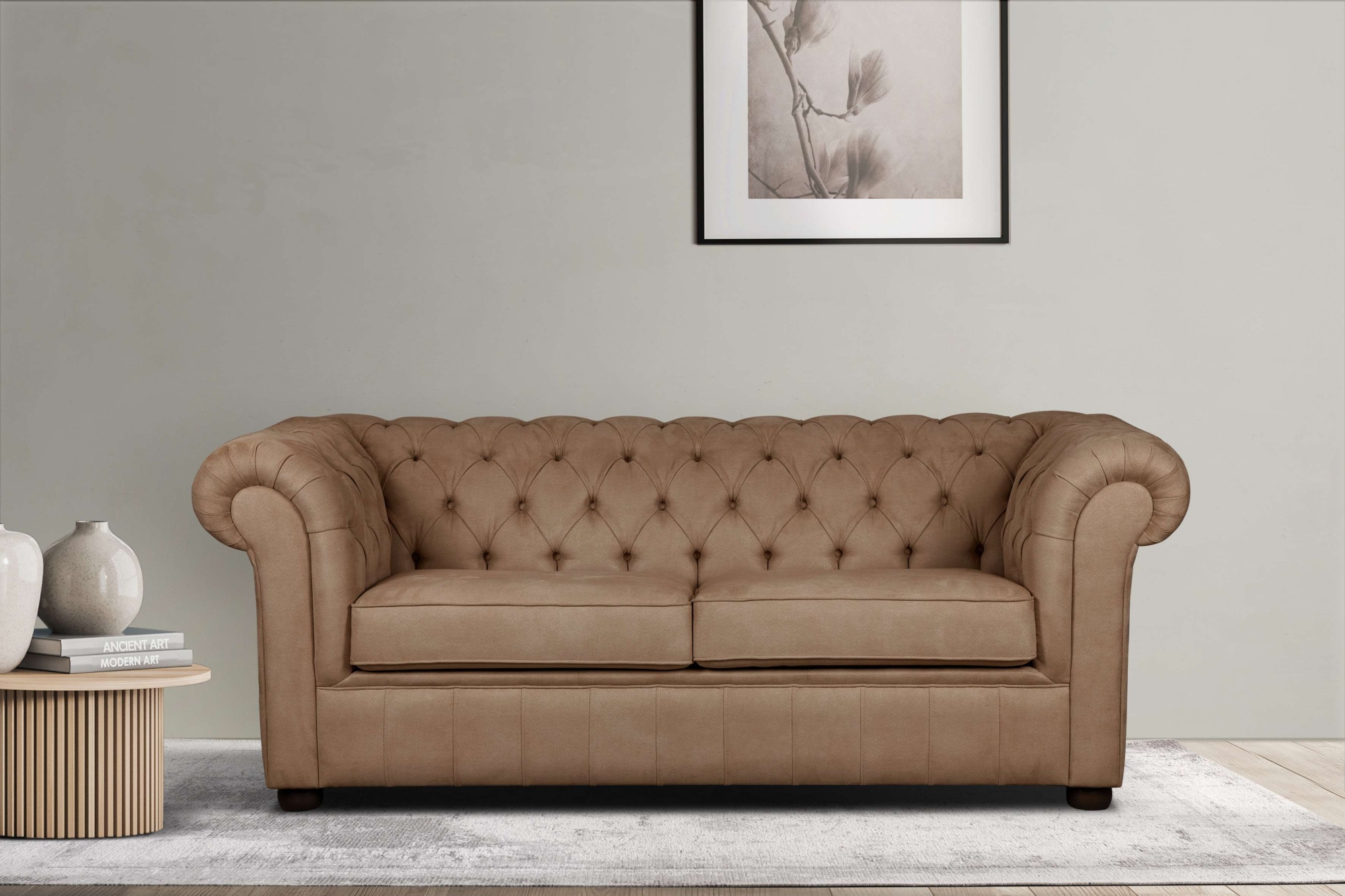 Home affaire 3-Sitzer »CHARENTE, optionale Schlafsofa, Chesterfield-Sofa, Bettfunktion« mit edler Knopfheftung und typischen Armlehnen, B/T/H 198/89/74 cm