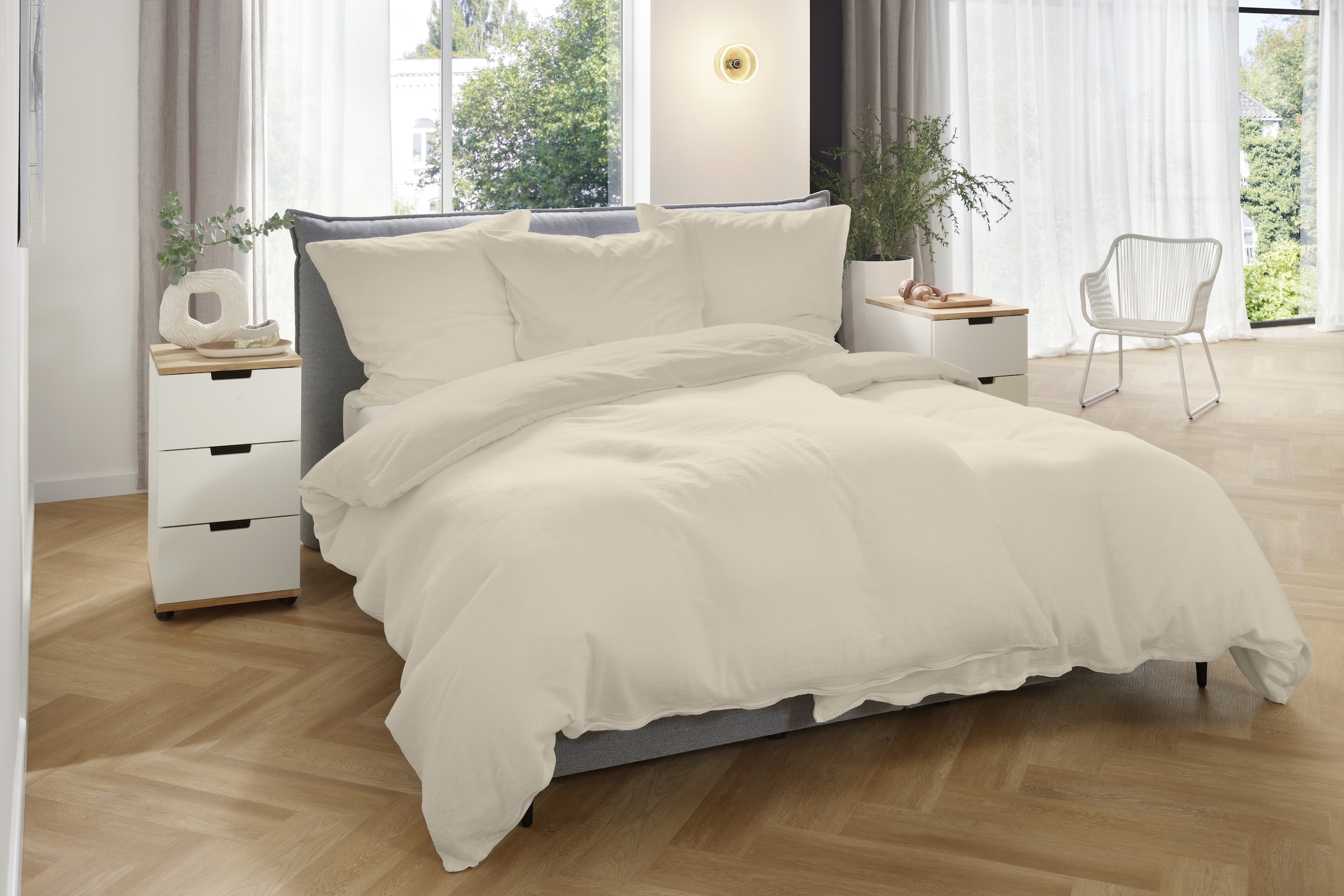 Primera Linge de lit »Halbleinen-Bettwäsche« 2 pièces uni