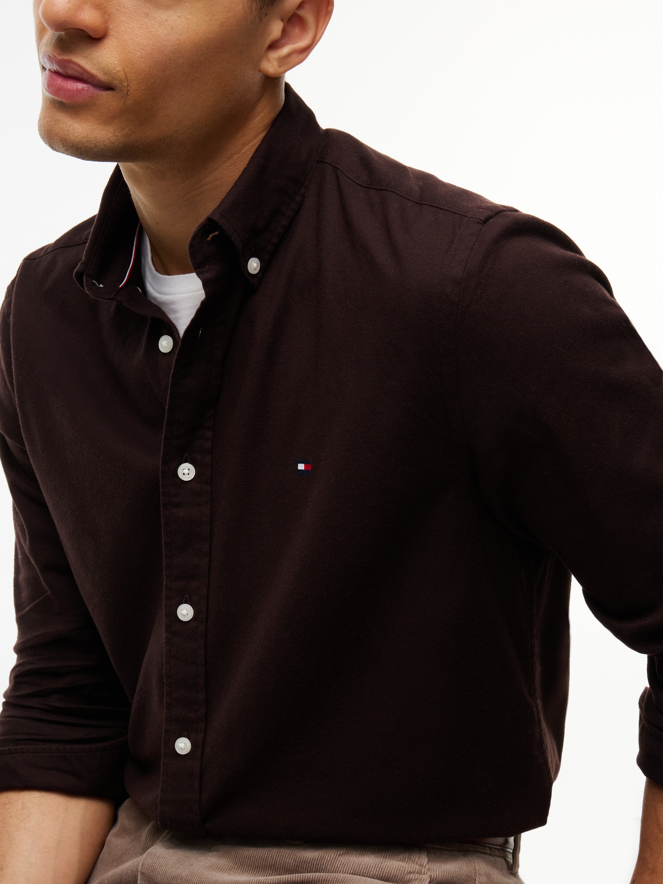 Tommy Hilfiger Langarmhemd »FLEX FLANNEL SOLID SHIRT« Regular Fit soft Flannel