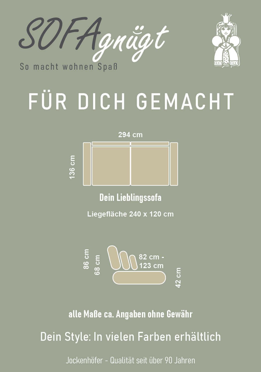 Jockenhöfer Gruppe Big-Sofa »Lumina, XXL, B: 294 cm, mit LED-RGB-Beleuchtung, Liegefläche 120x240cm« Mega-Sofa, inklusive Federkernpolsterung und 10 Kissen