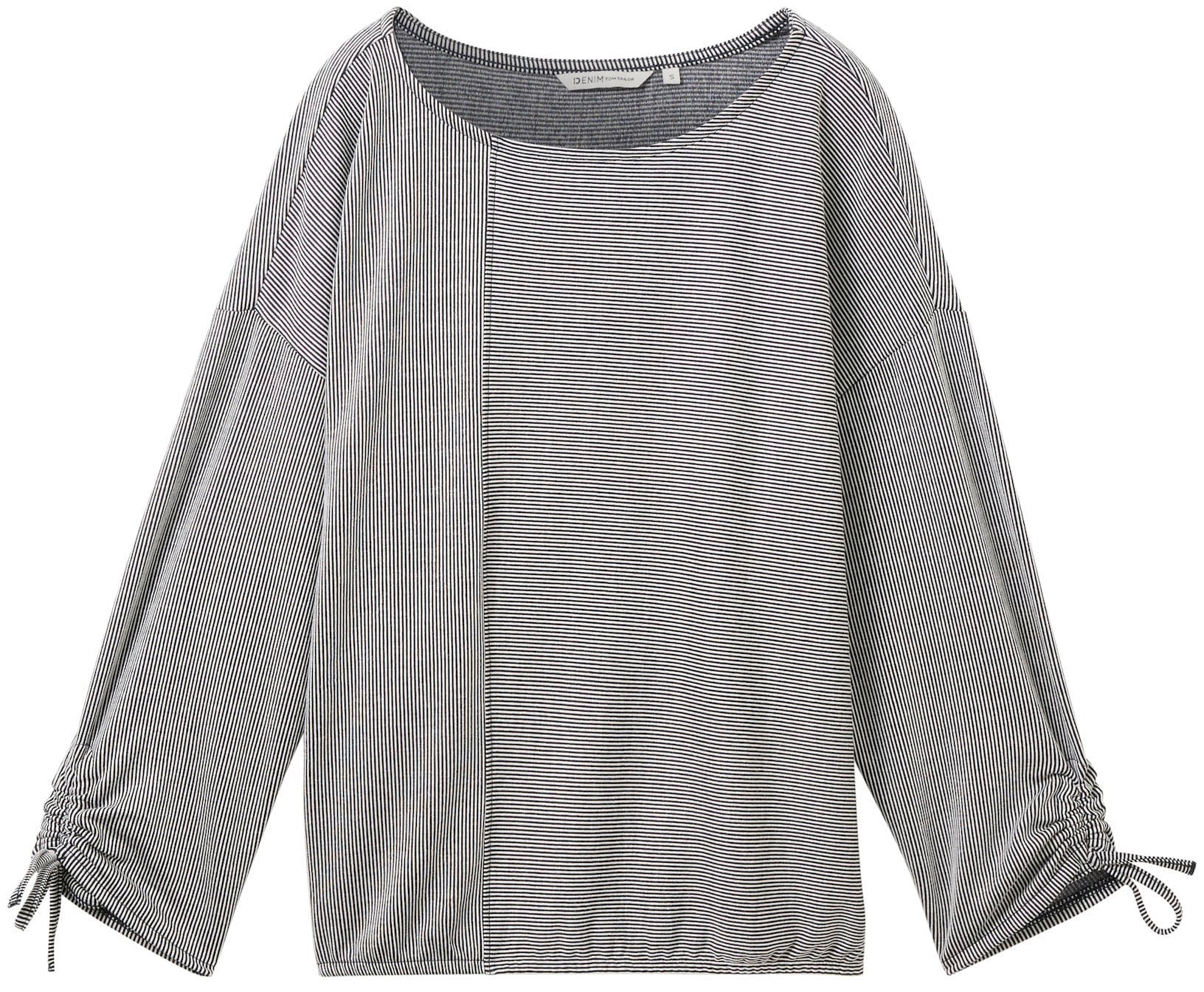 TOM TAILOR Denim 3/4-Arm-Shirt in feiner Rippoptik