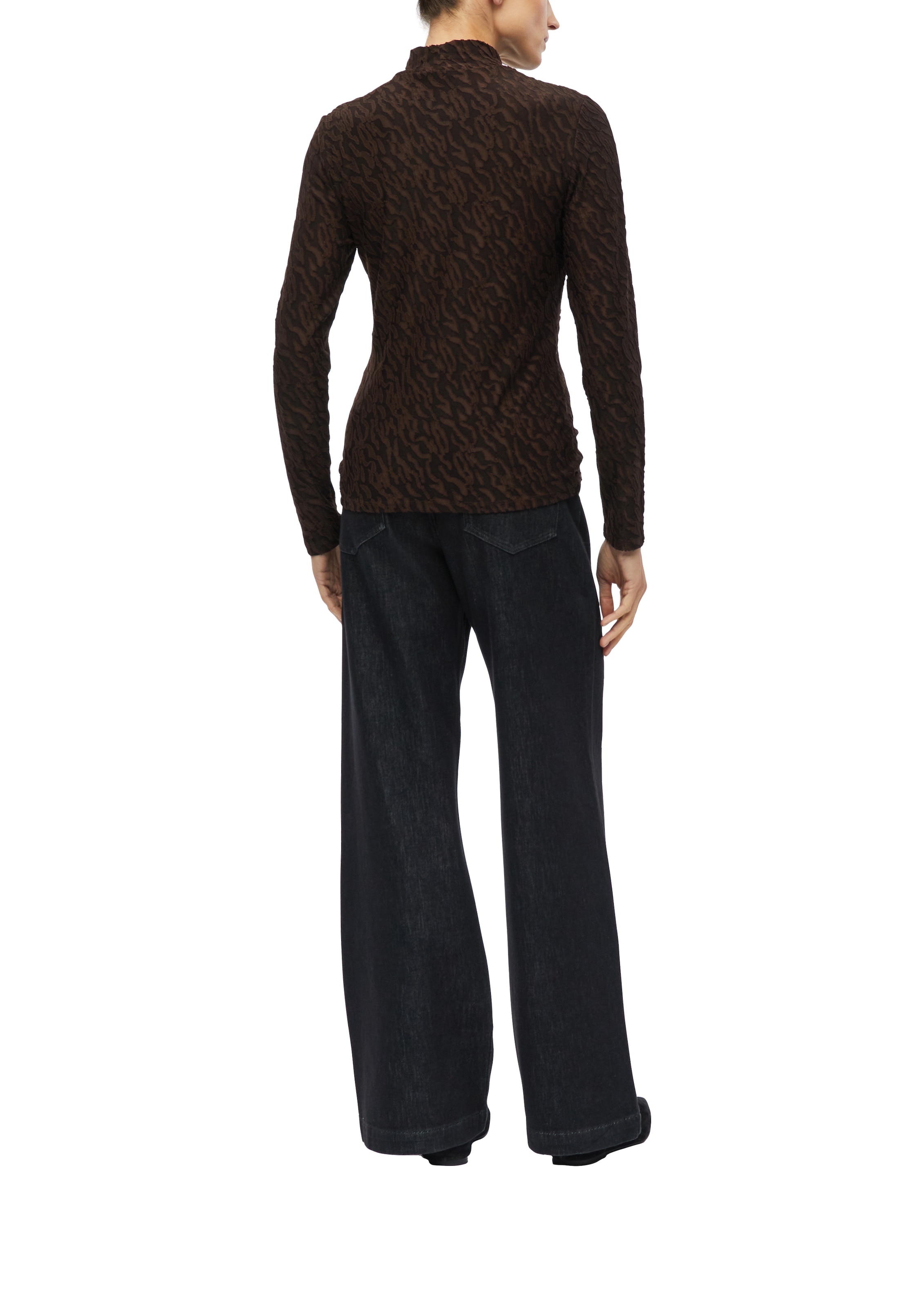 s.Oliver BLACK LABEL T-shirt à manches longues mit Struktur-Muster und Stehkragen