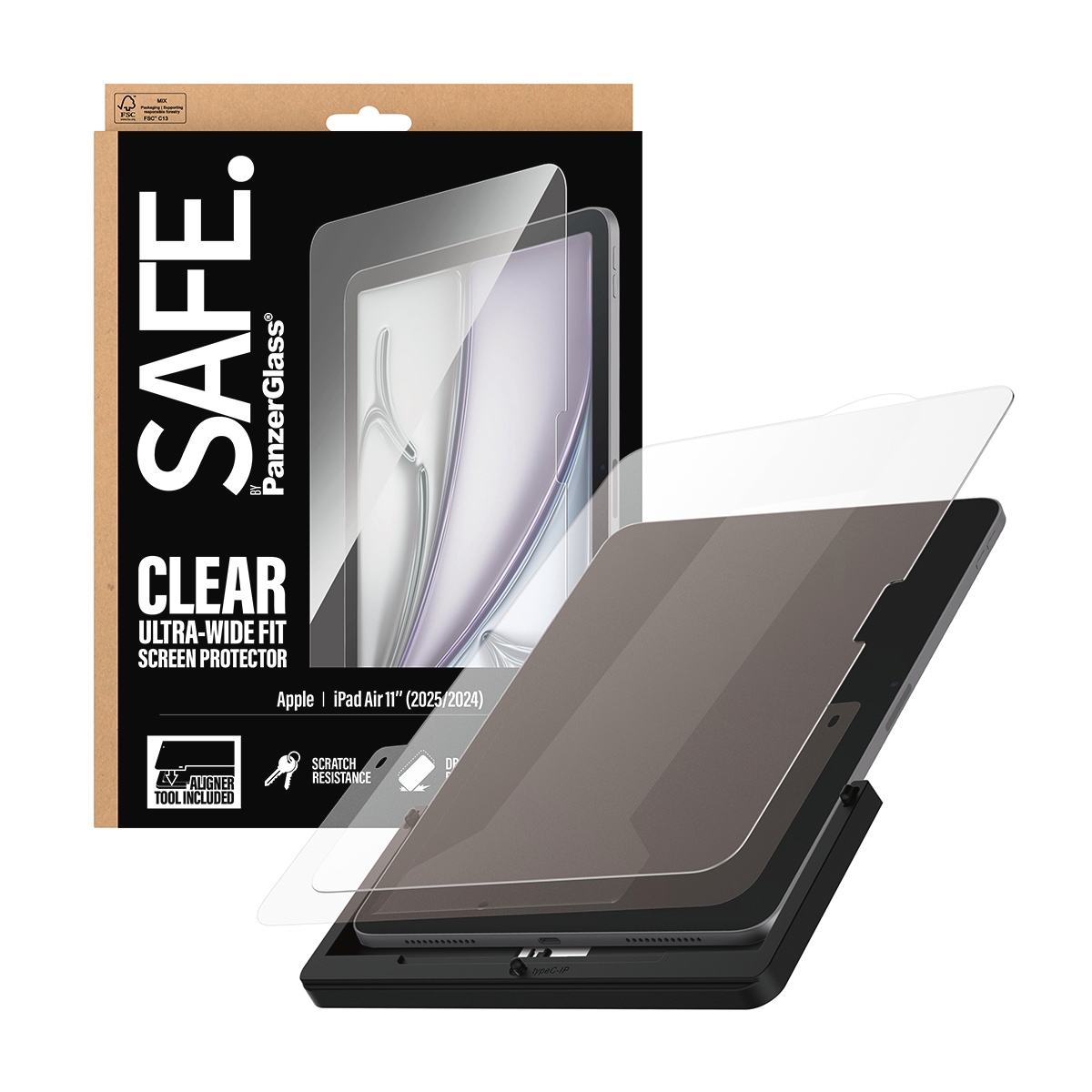 SAFE by PanzerGlass Displayschutzglas »Ultra-Wide Fit Screen Protector« für Apple iPad Air 11" (2025/2024) Displayschutzfolie, Schutzfolie, Bildschirmschutz, kratz- & stossfest