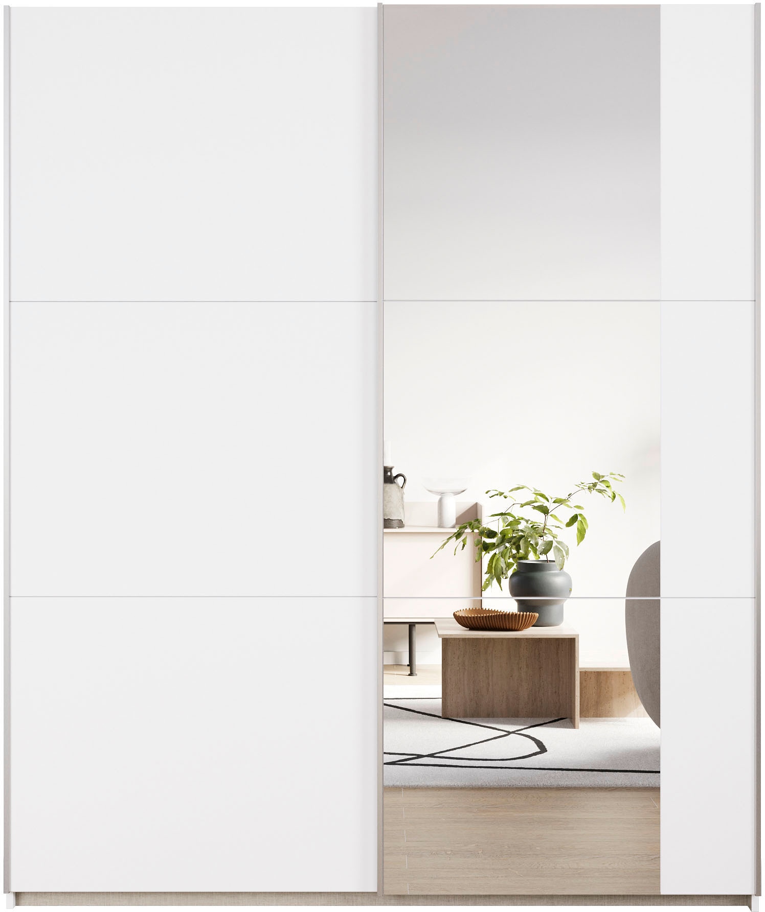 rauch Schwebetürenschrank »Kleiderschrank Drehtürenschrank Schrank Garderobe KRONACH TOPSELLER« mit Spiegel und viel Stauraum, Metallgriffleisten, MADE IN GERMANY