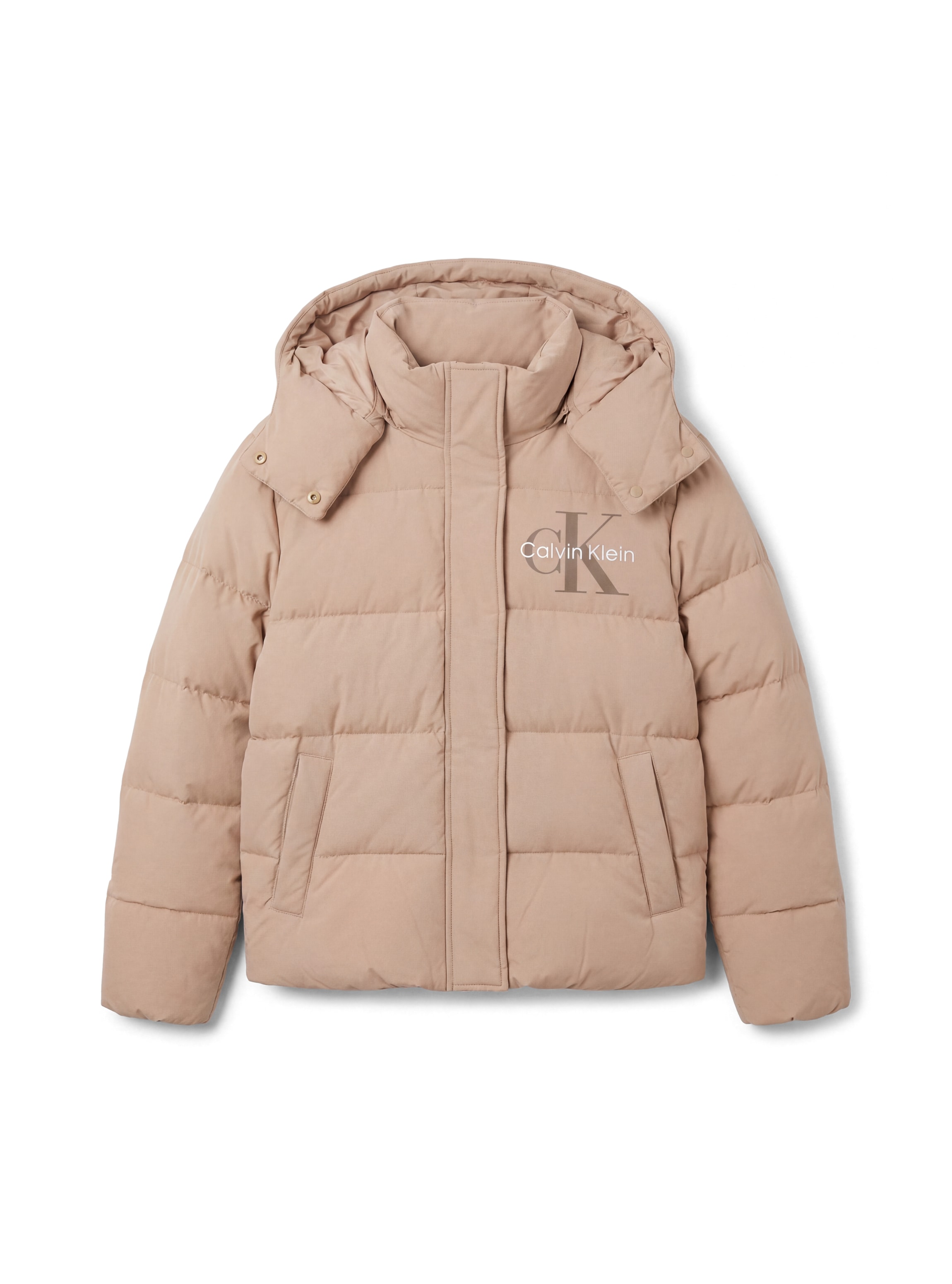 Calvin Klein Jeans Veste matelassée »MATTE MONOLOGO SHORT PUFFER« avec capuche Avec capuche, inscription logo