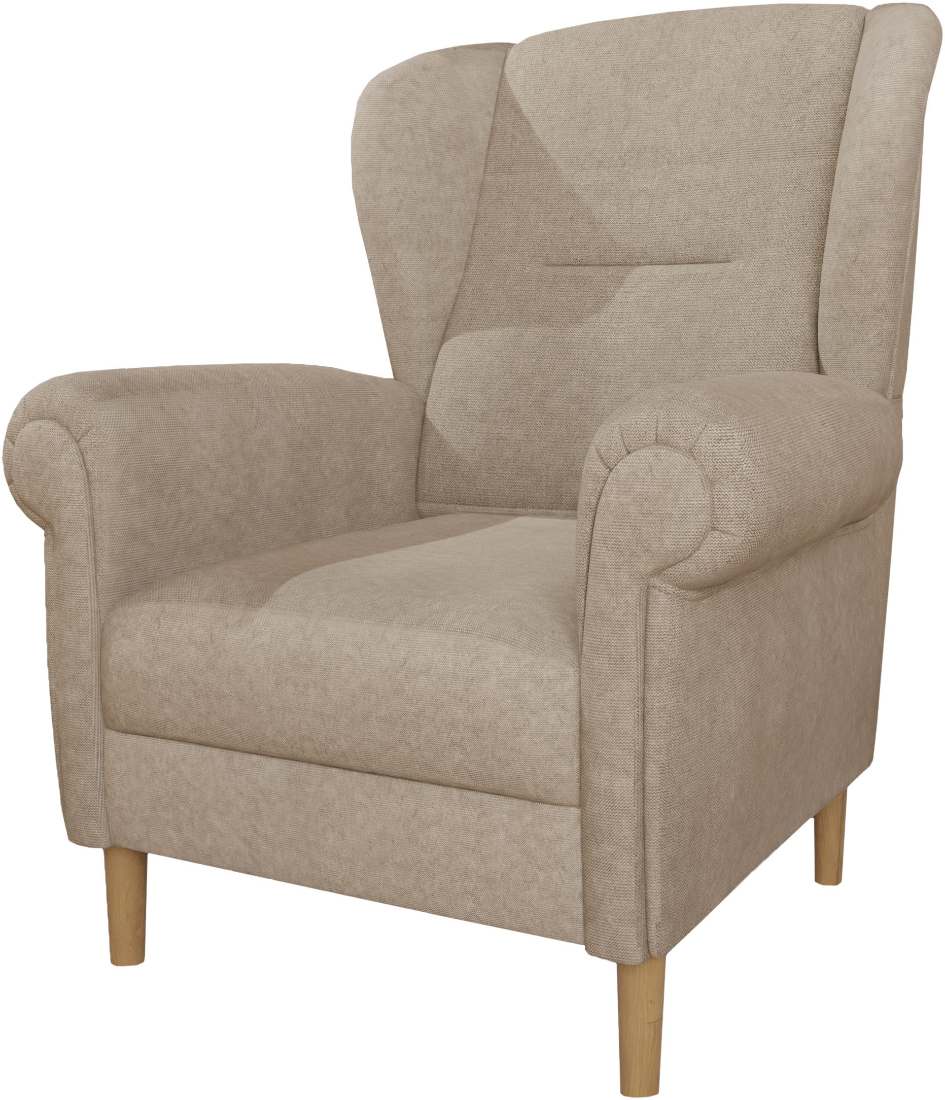 Home affaire Ohrensessel »OSTIANO B/T/H: 80/82/98 cm, Sessel« Einzelstück, dicke geschwungene Armlehnen, uni und kariert