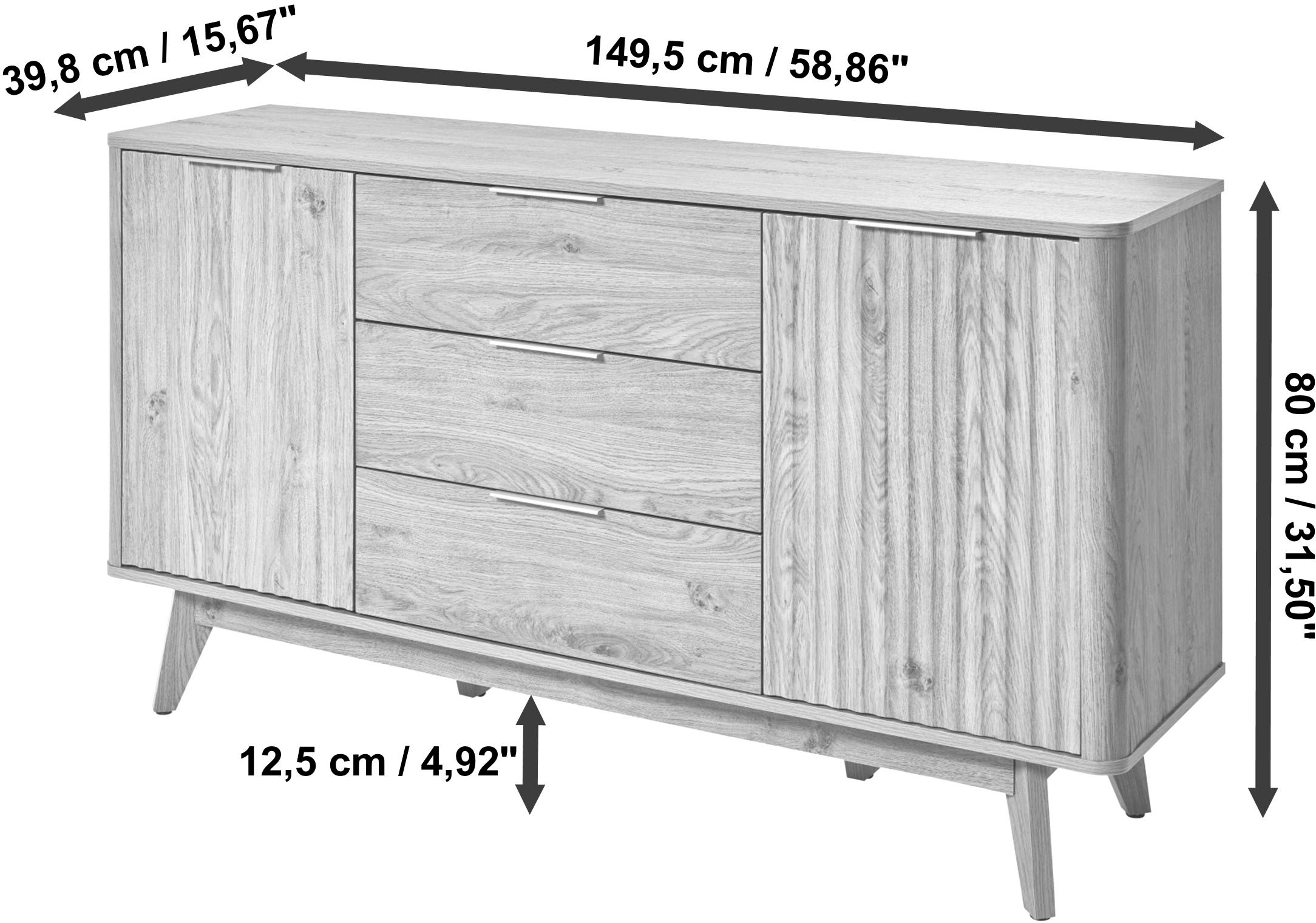 Jahnke Sideboard »WAVE SB 150« 1 Stk. tlg. Sideboard, Retro-Stil, Front in Wellendesign, Breite ca. 150 cm