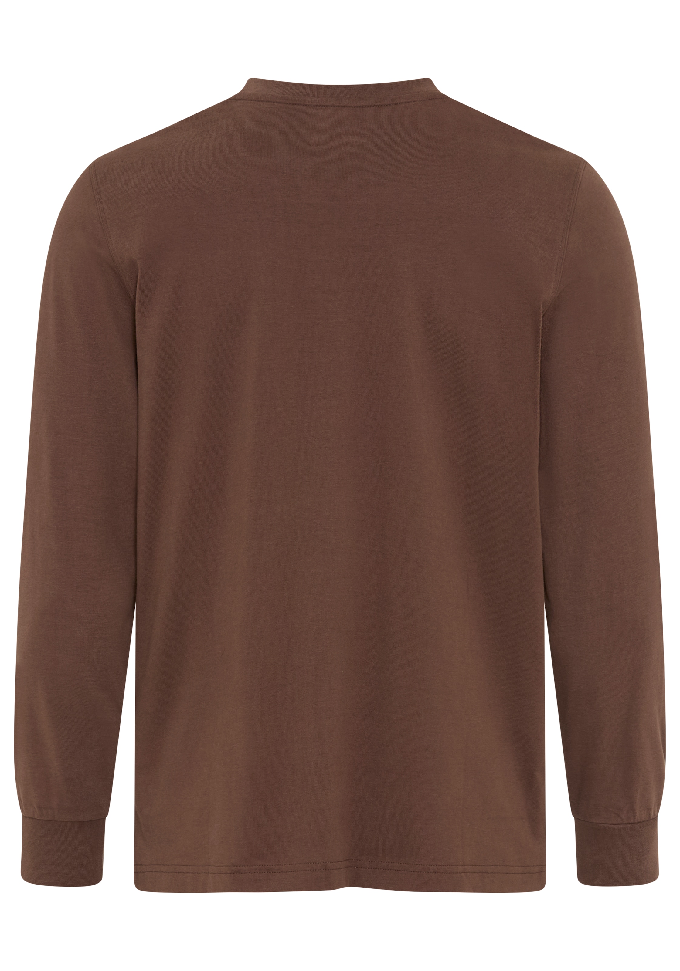 Man's World Shirt à col rond coupe étroite, manches longues, uni, avec impression et broderie