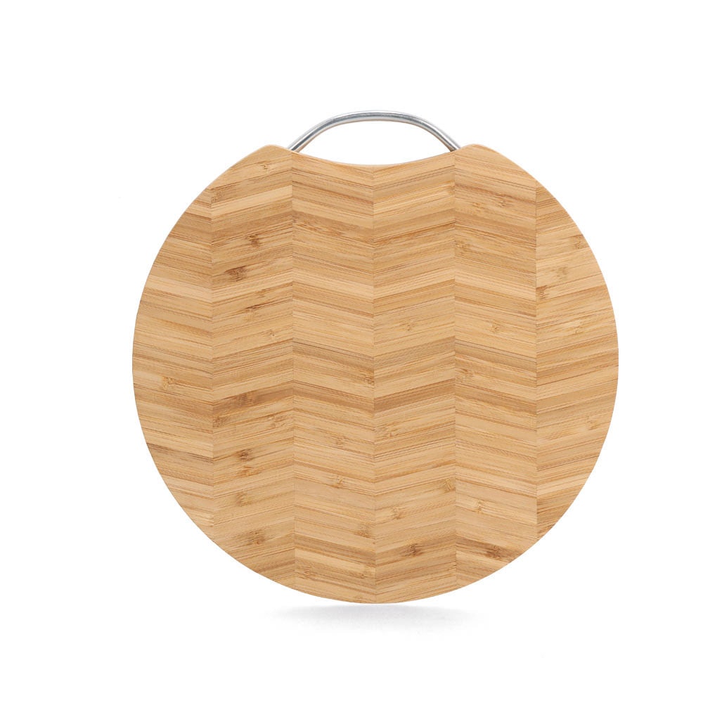 Zeller Present Planche à découper »Schneidebrett mit Metallgriff "Fischgrät", Bambus« modernes Muster, Metallgriff