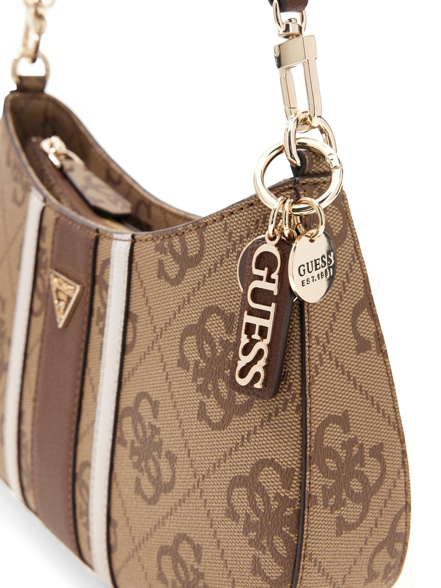 Guess Sac à bandoulière »NOELLE II TOP ZIP SHOULDER BAG« sac bandoulière pour femmes, sac à main avec élément ornemental logo GUESS