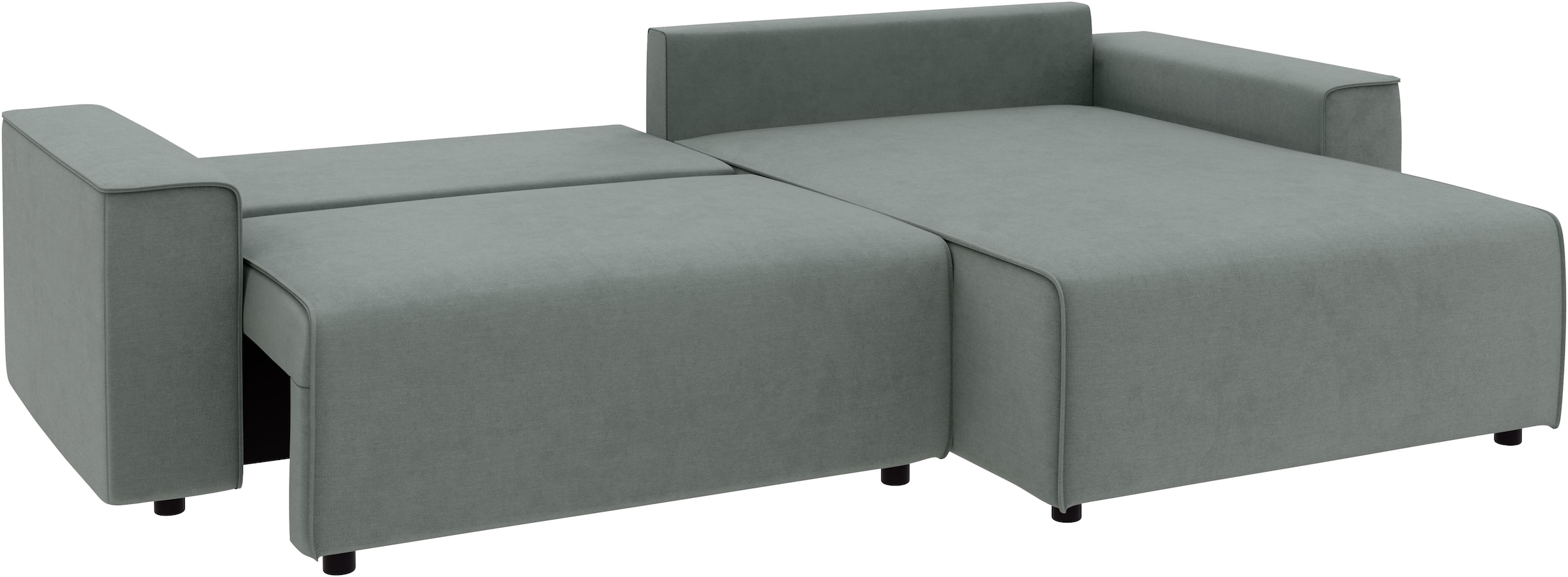 Home affaire Canapé d'angle »Chance, Recamiere beidseitig montierbar, Schlaffunktion, Breite 265 cm« en structure fine LINO, avec fonction couchage et coffre de lit