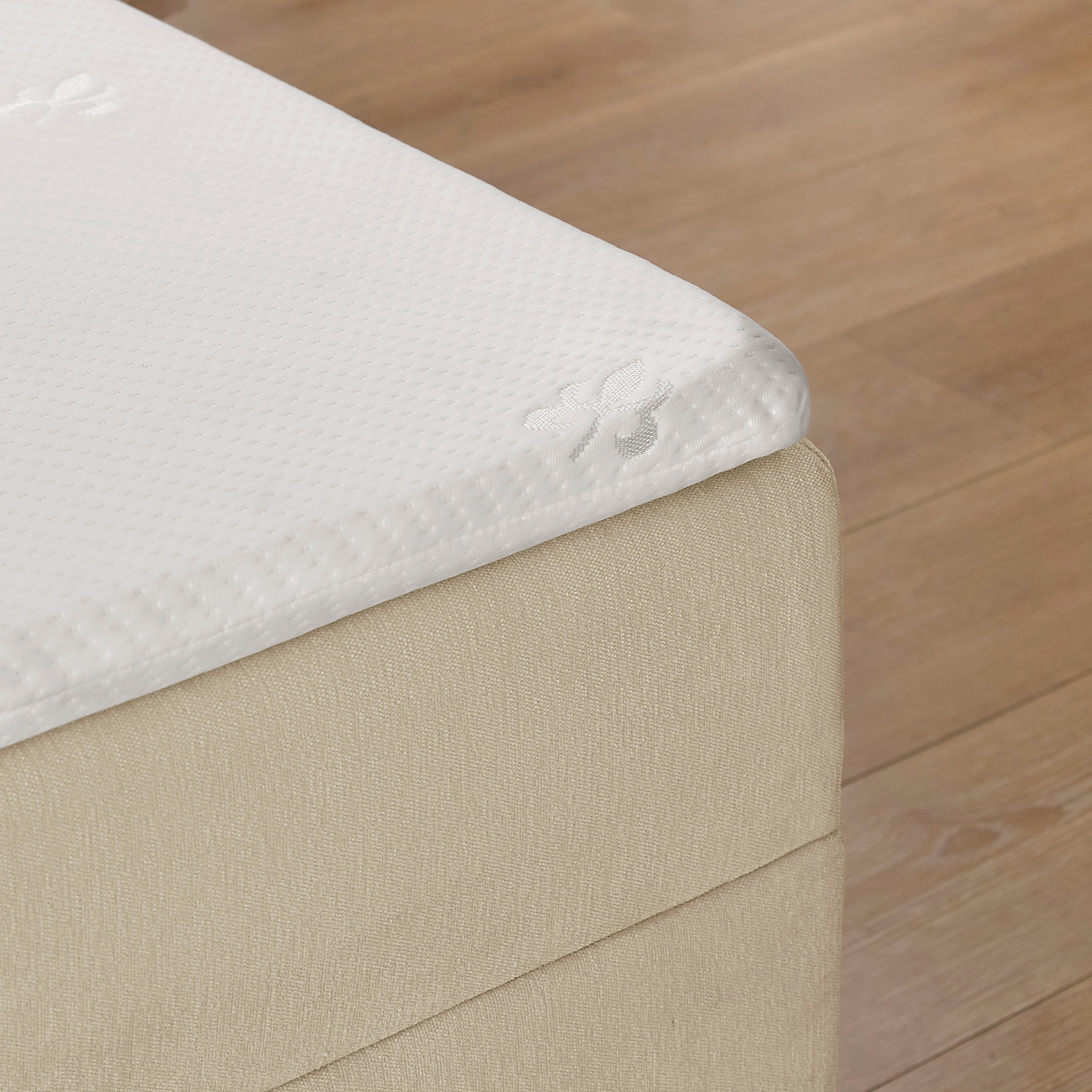 GOODproduct Lit de boxe »HAILEYY, Polsterbett mit Bettkasten, inkl. Taschenfederkernmatratze H3« avec surmatelas en mousse froide, housse en chenille, 140x200 & 180x200 cm