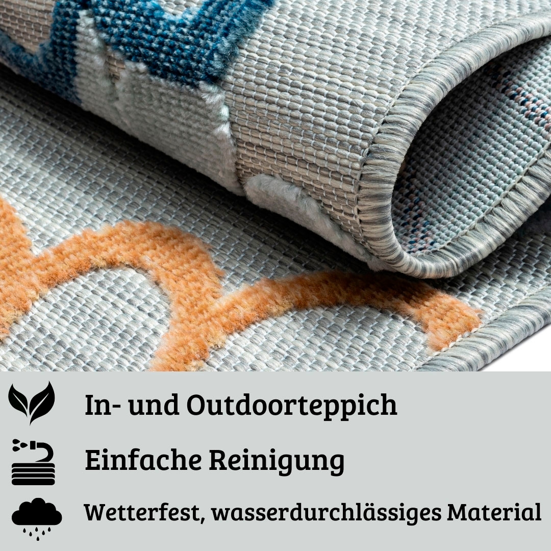 GOODproduct Teppich »Tamsin, LAGERRÄUMUNG!« rechteckig 8 mm Höhe Hoch-Tief Effekt, In- und Outdoor geeignet, Terrasse & Balkon