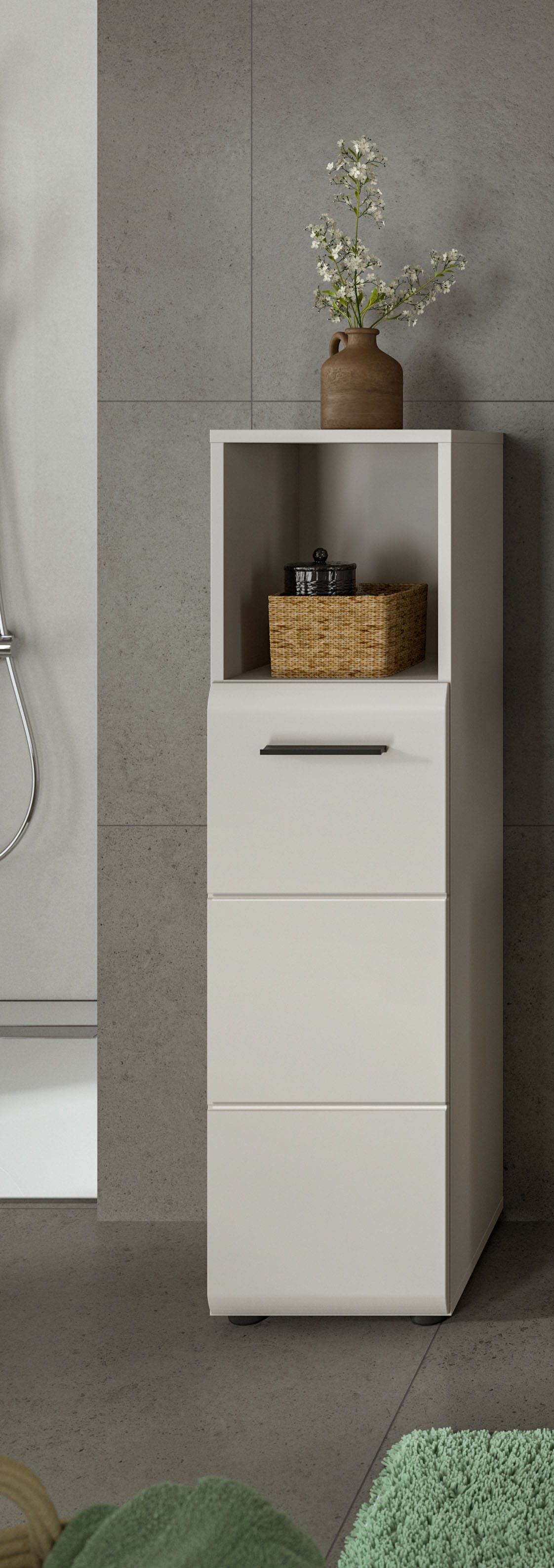 welltime Armoire intermédiaire »FLORENZ,  Höhe 110 cm, 1 Tür, 2 Fachböden, 1 offenes Fach« TOPSELLER!, 1 cuis tlg. Türanschlag wechselbar, hochwertige MDF Front, Badschrank, Bad