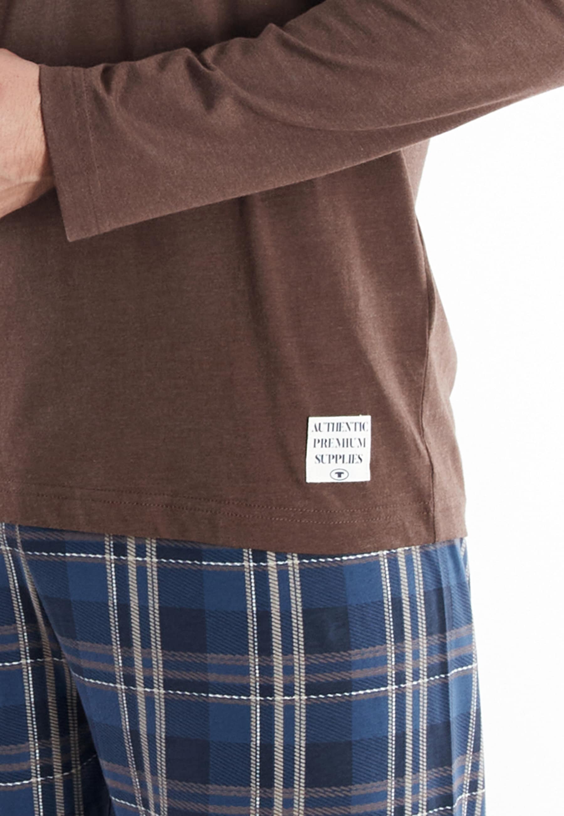 TOM TAILOR Schlafanzug »Rhodos« 2 tlg. karierte Hose, lange Ärmel, Cotton-Mix, elastischer Bund