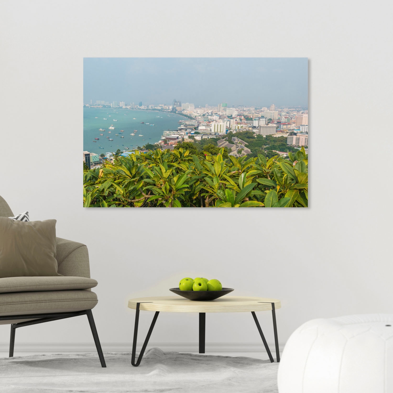 queence Tableau en verre acrylique »Stadt am Meer« Fine Art-Print in Galeriequalität
