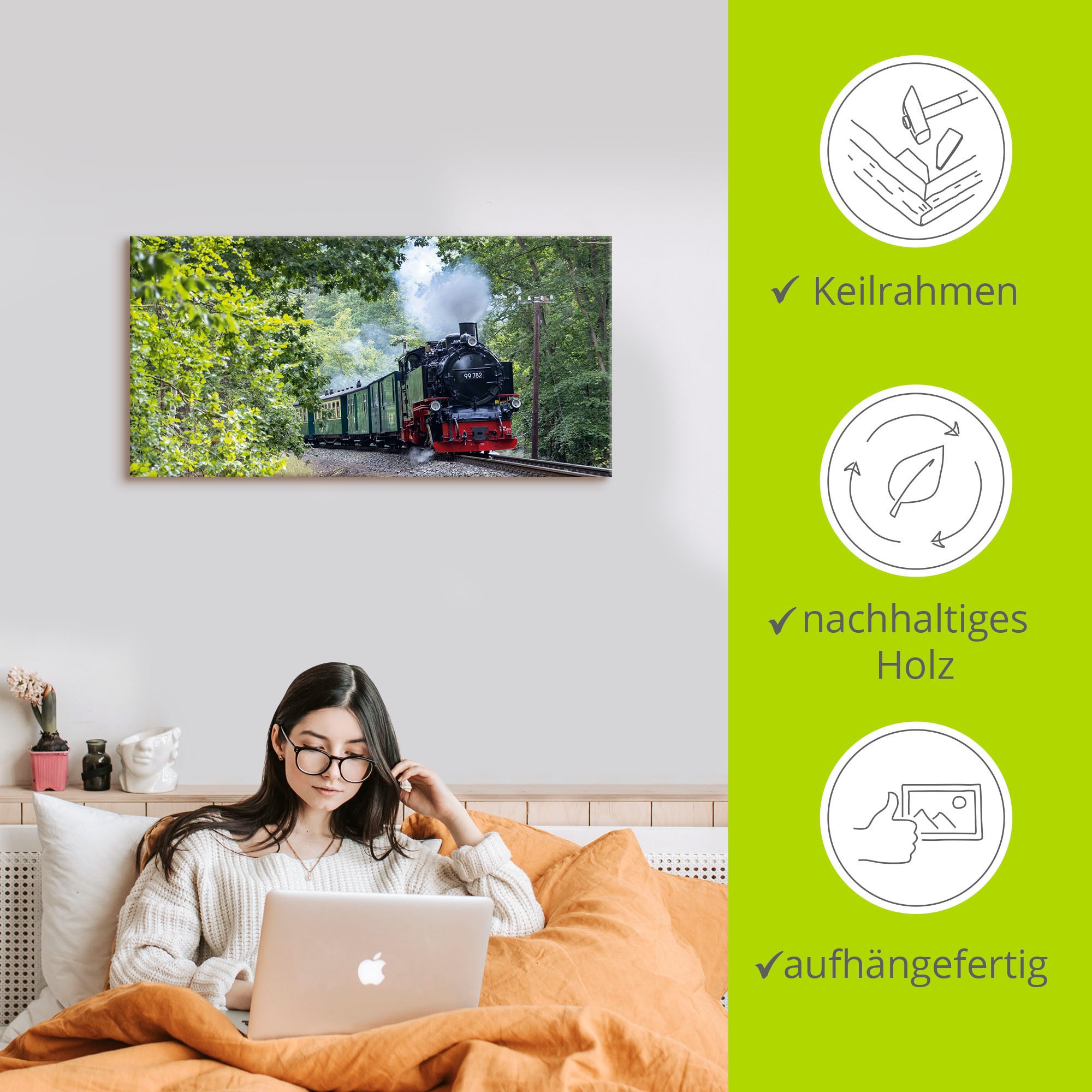 Artland Wandbild »Rügen Rasender Roland Panorama« Zugbilder 1 Stk. tlg. als Leinwandbild in verschied. Grössen