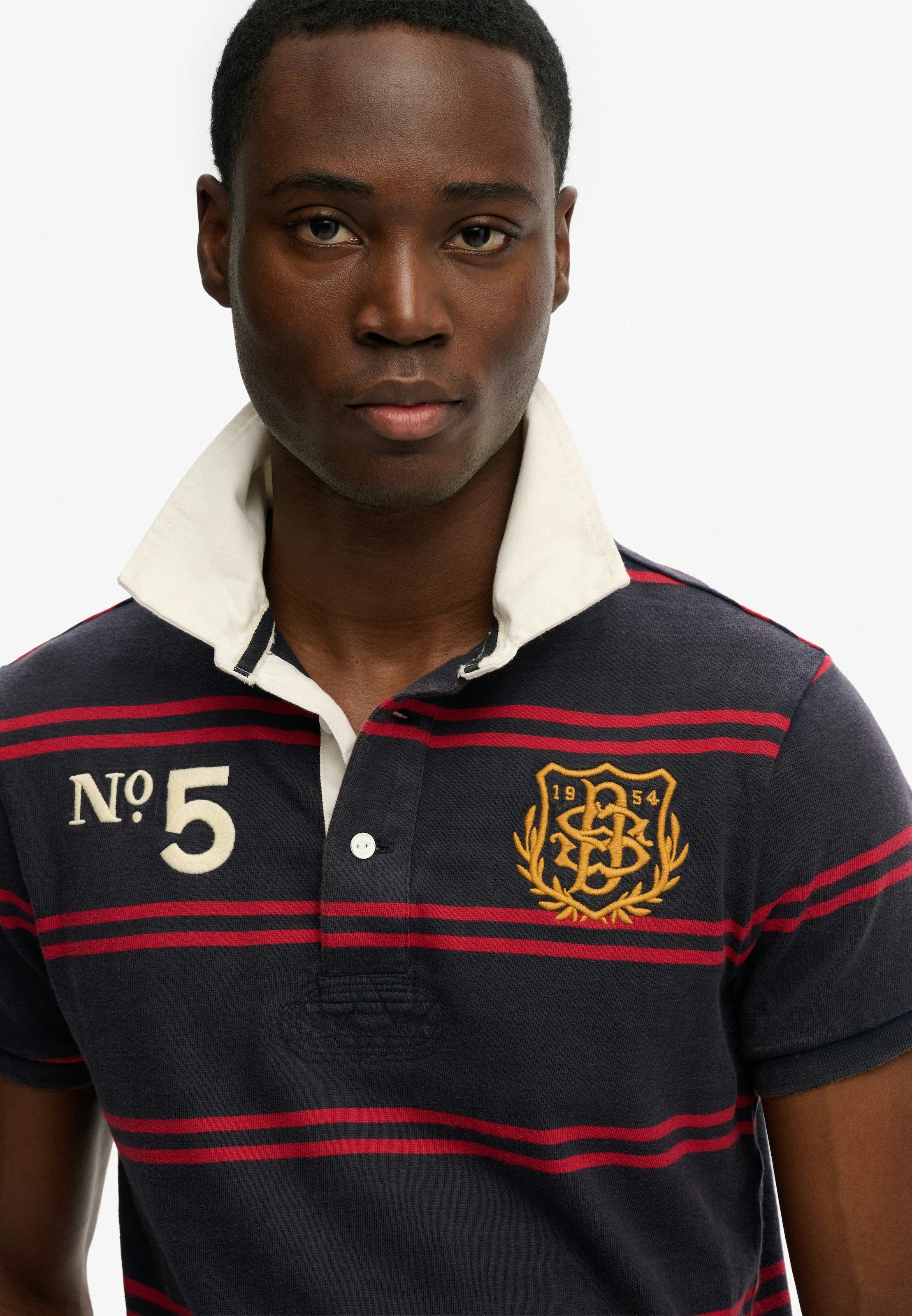 Superdry Polo »DOUBLE EMBLEM JERSEY SS RUGBY« dans le style rugby tendance