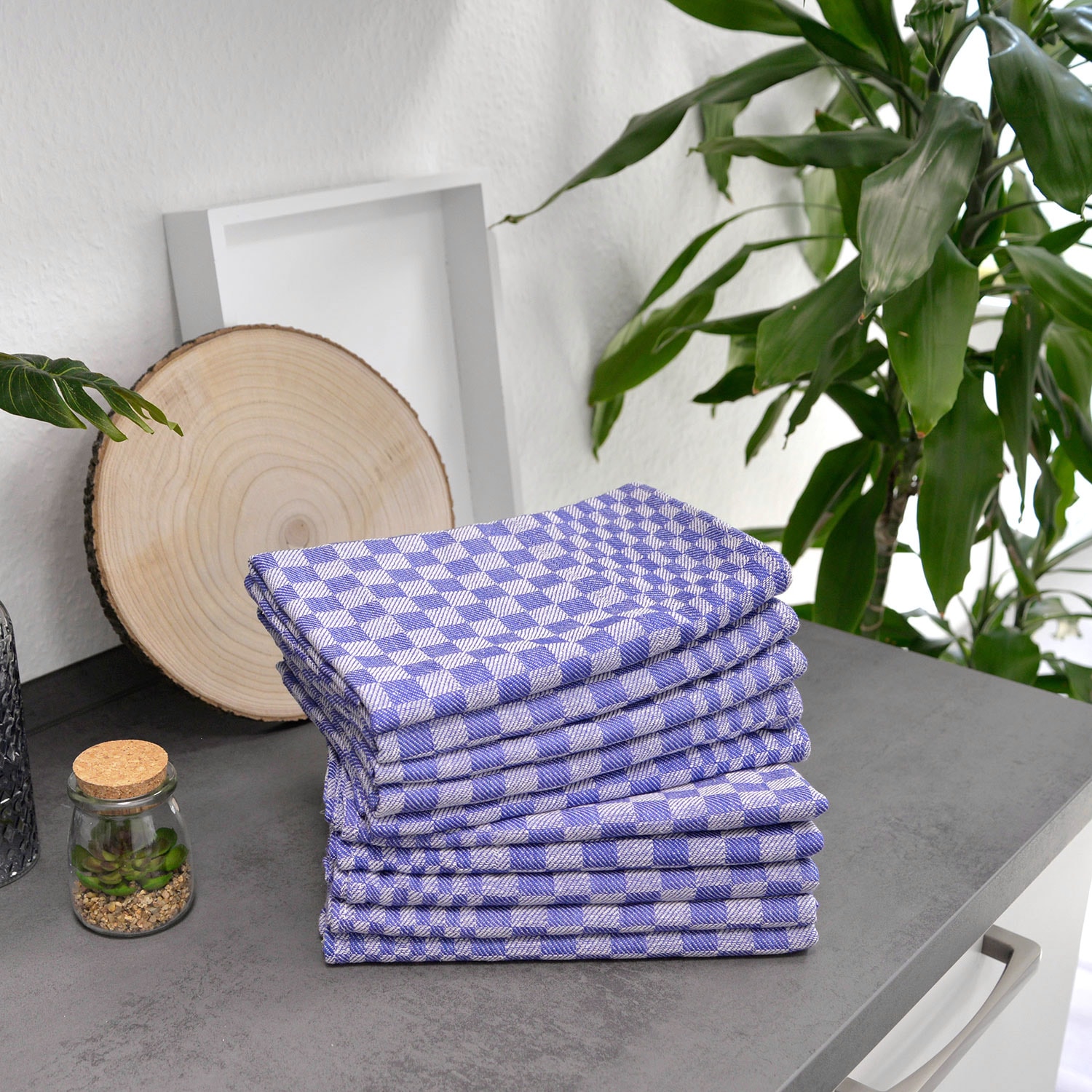 Dyckhoff Geschirrtuch »Halbleinen Grubentuch, kariert, 55% Baumwolle, 45% Leinen, 10 Stück« Geschirrtücher, extra gross, je 50 x 100 cm