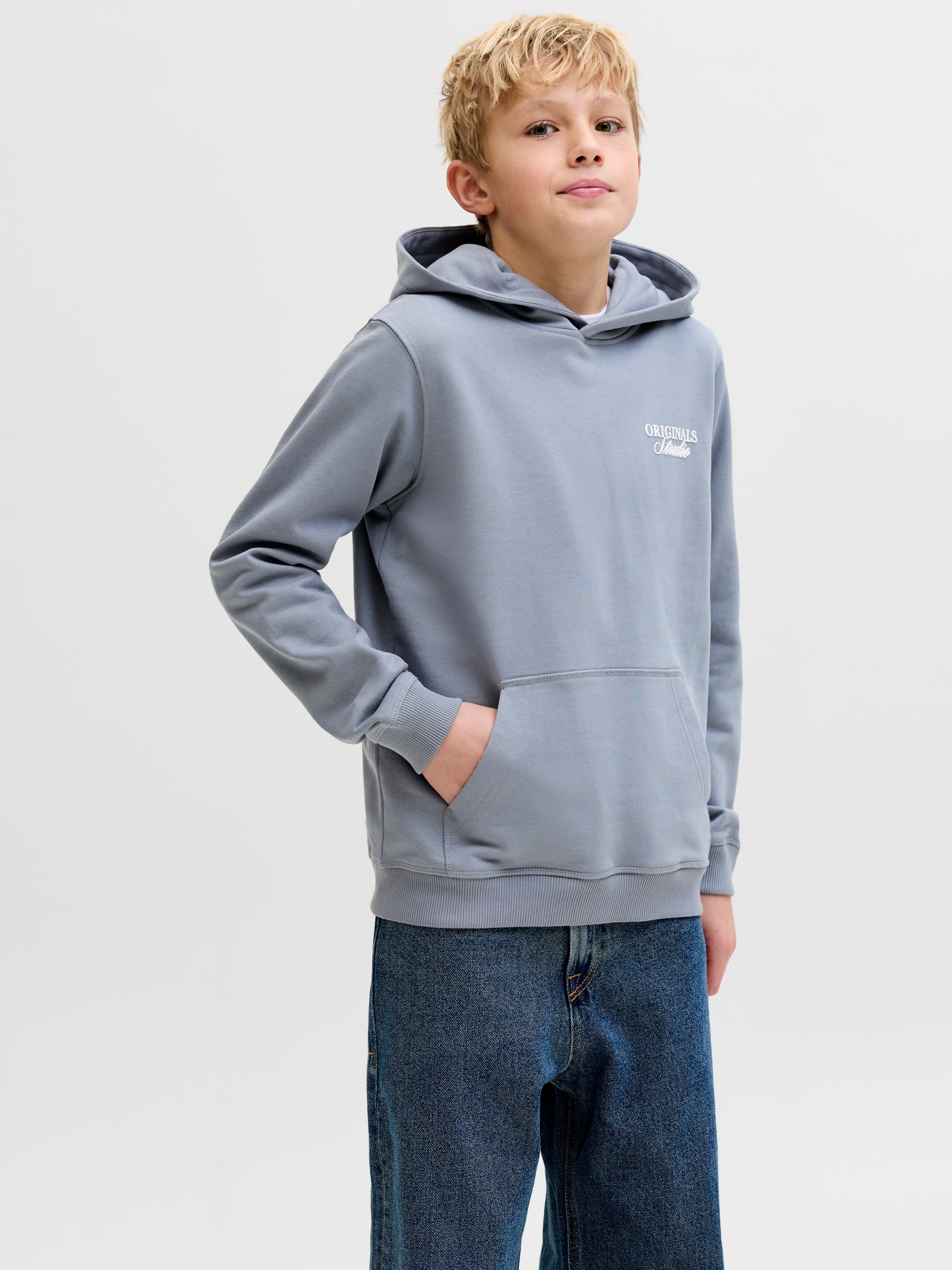 Jack & Jones Junior Sweat à capuche »JORNORREBRO TYPO BACK SWEAT HOOD SN JNR«, Baumwollmischung, relaxed fit, Langarm
