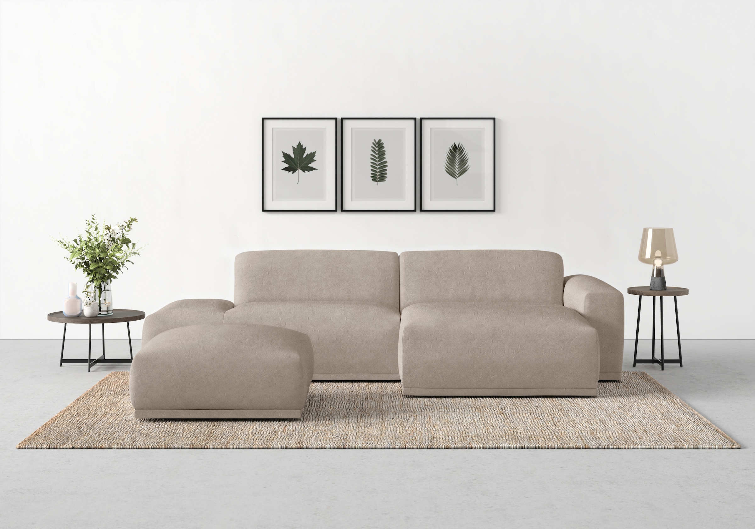 TRENDMANUFAKTUR Tabouret »Braga Japandi-Design, mit hochwertigem Kaltschaum, quadratisch, in« 1 cuis tlg. pouf rembourré moderne, 85/42/85 cm (L/H/P)