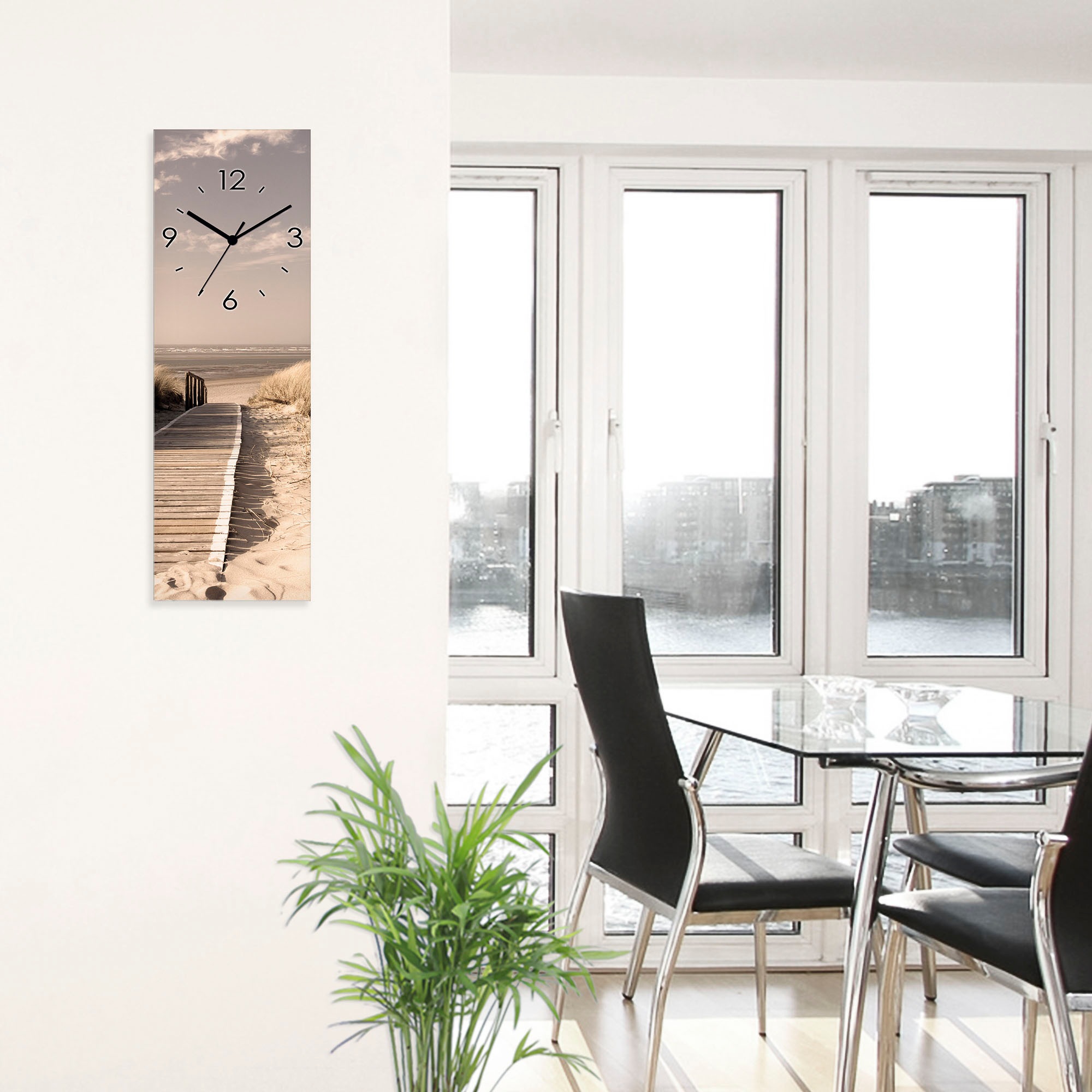 Artland Wanduhr »Nordseestrand auf Langeoog - Steg_Sepia« wahlweise mit  Quarz- oder Funkuhrwerk, lautlos ohne Tickgeräusche