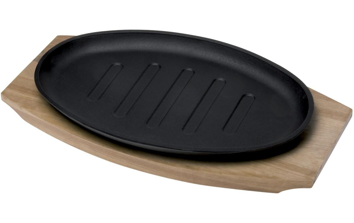 Nouvel Poêle à frire »Hot Plate mit Holzunterteller 34 x 18 x 5 cm«