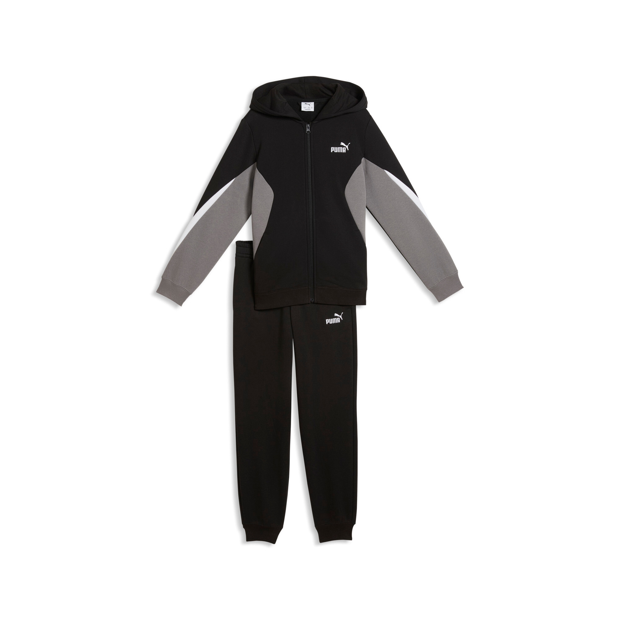 PUMA Trainingsanzug »ESS BLOCK FULL-ZIP SWEAT SUIT B« 2 2-teiliges Set, mit Reissverschluss am Oberteil, Regular Fit