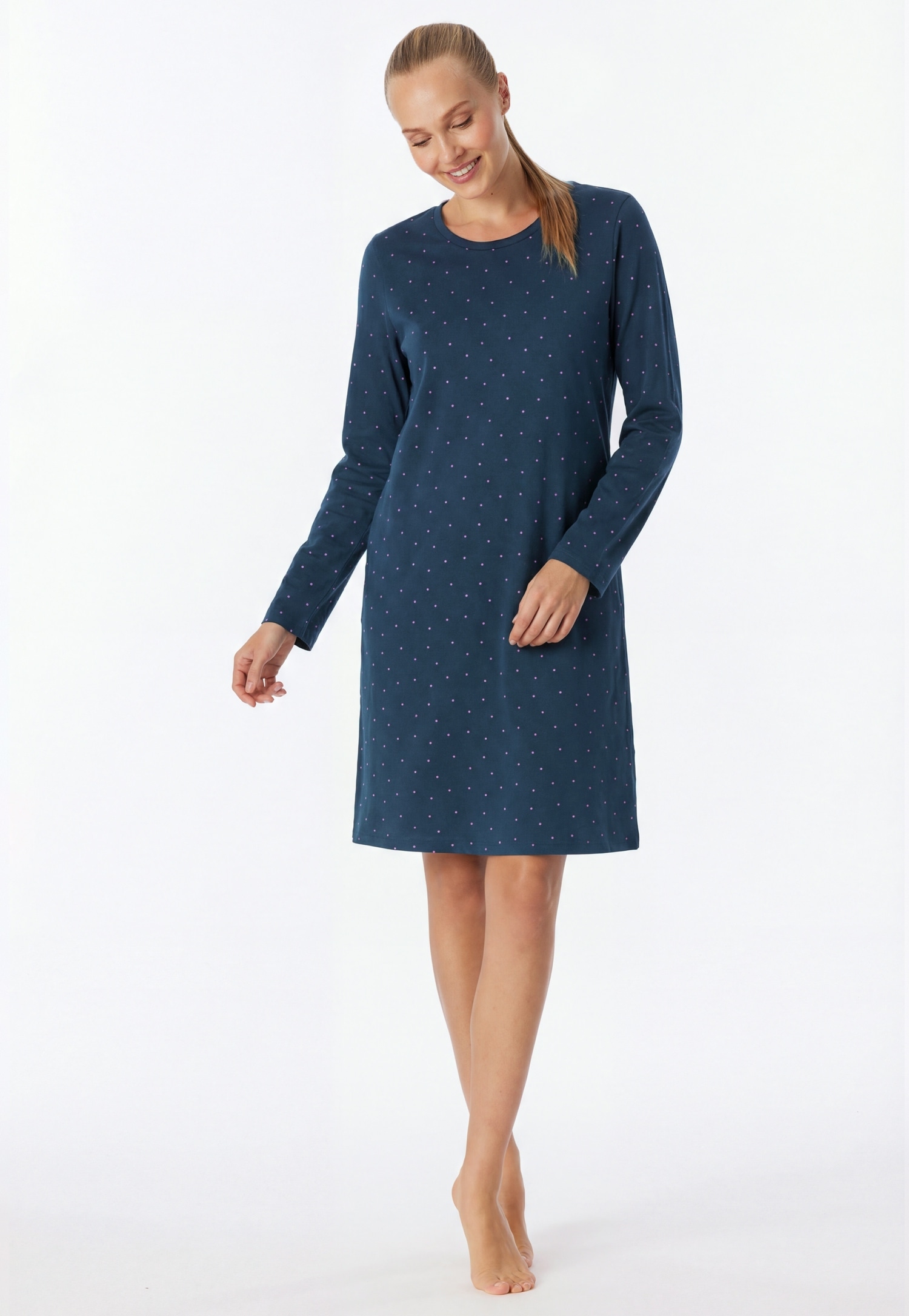 Schiesser Chemise de nuit »Casual Essentials« Poches dans les coutures latérales à manches longues, poches latérales, coton, col rond