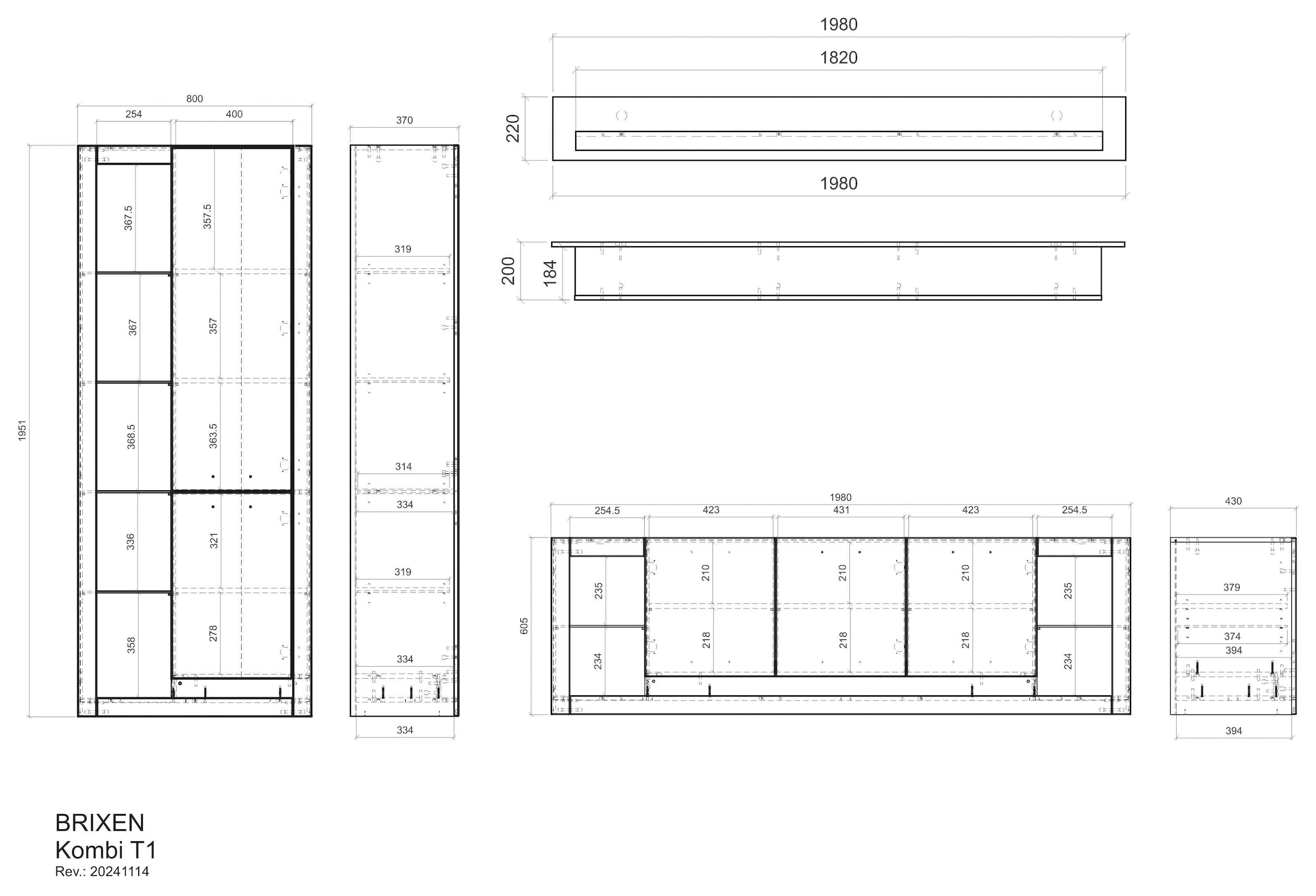 Home affaire Meuble mural »Brixen, moderne Anbauwand, Wohnzimmer-Set, Eiche Evoke Dekor mit Weiss« Set, 3 cuis tlg.