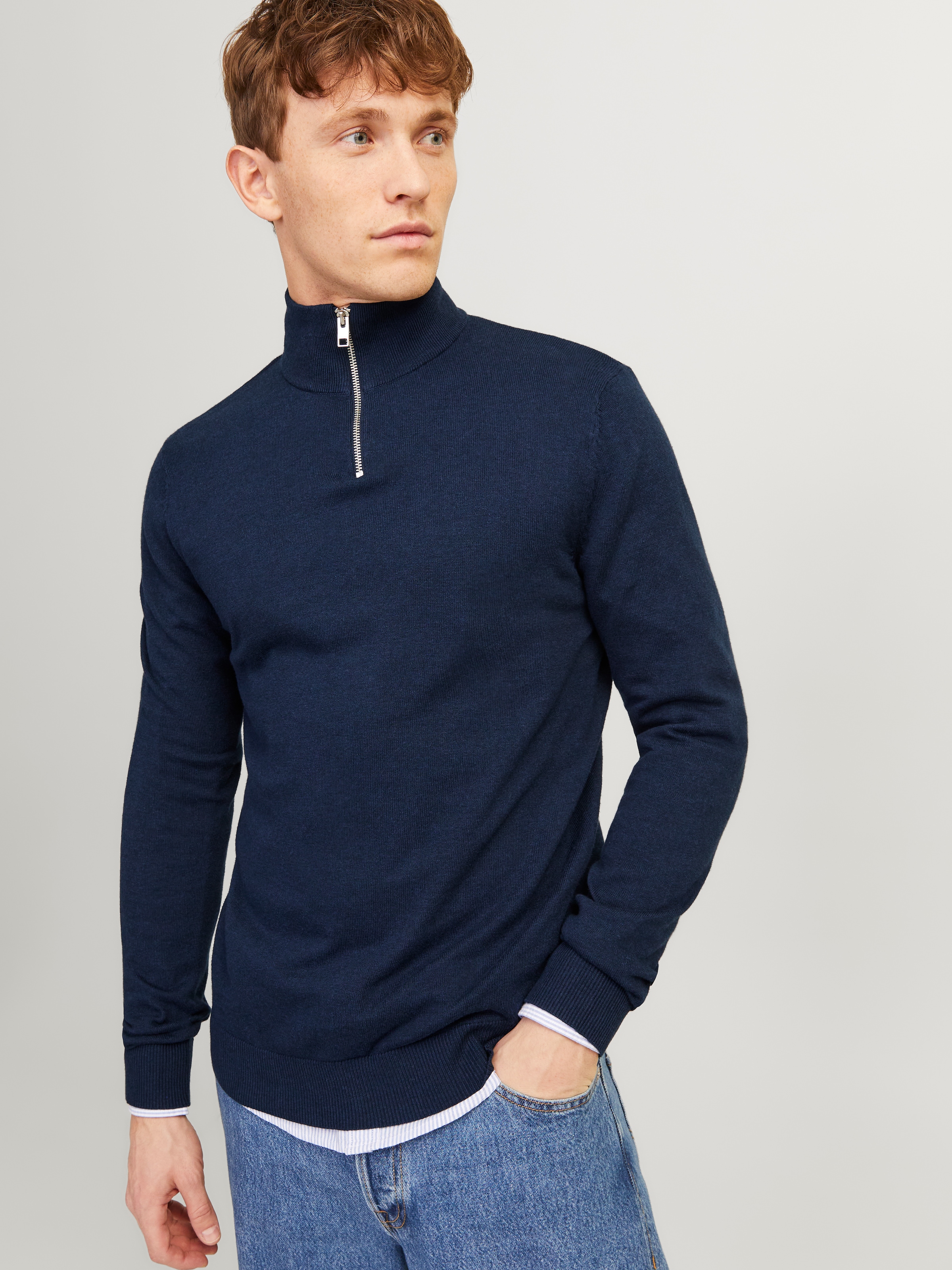 Jack &amp; Jones Strickpullover »EMIL KNIT HALF ZIP« mit kurzem Reissverschluss im Troyer-Look