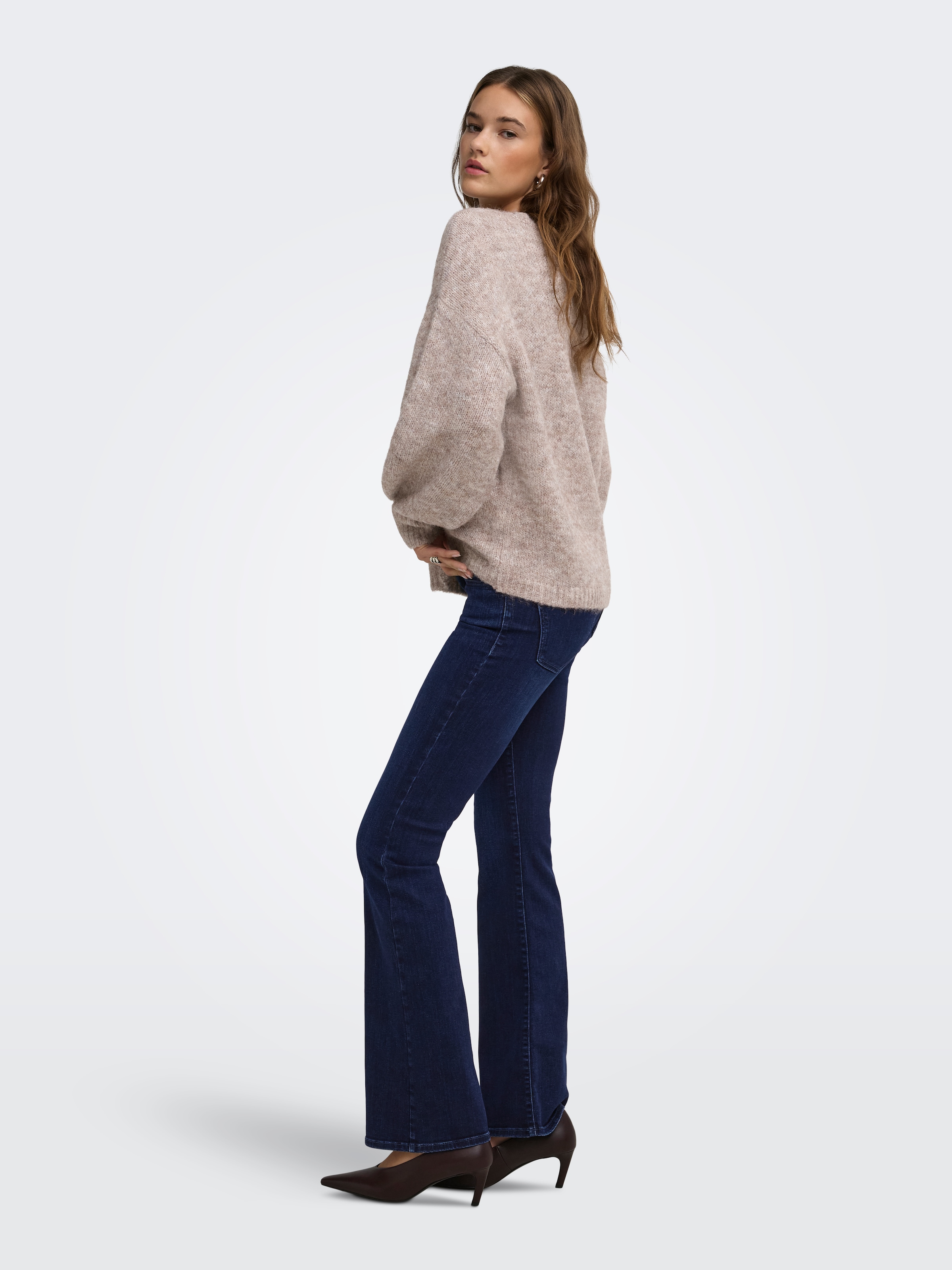 ONLY Strickpullover »ONLNELLIE LS O-NECK KNT NOOS« Materialmix, regular fit