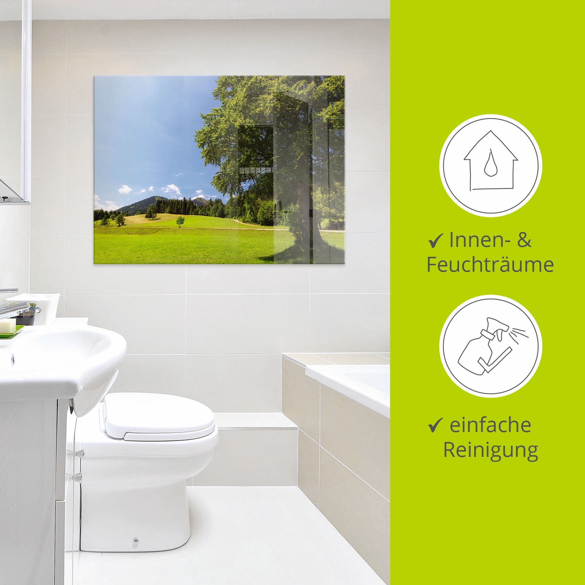 Artland Glasbild »Bayrische Landschaft« Wiesen & Bäume 1 Stk. tlg. in verschiedenen Grössen