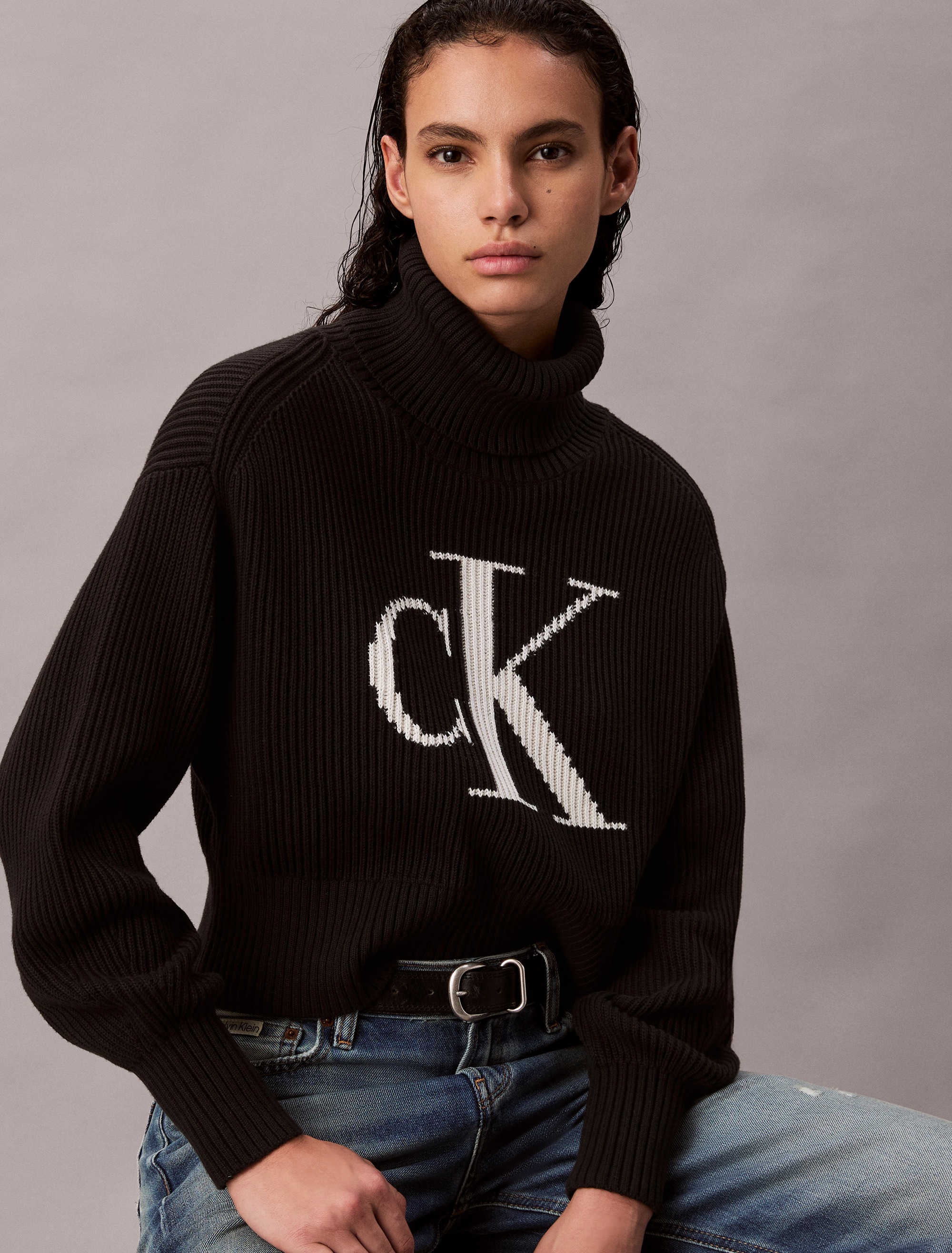 Calvin Klein Jeans Pull en tricot Rollkragen, loose fit