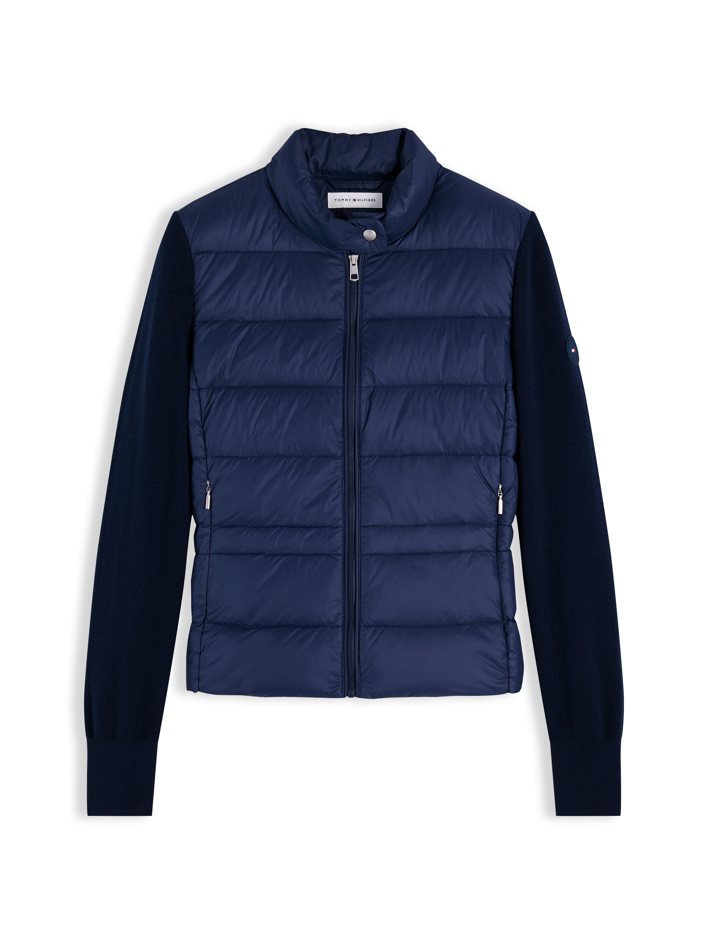 Tommy Hilfiger Daunenjacke »LW DOWN KNIT MIX JACKET« ohne Kapuze Stehkragen, Materialmix mit Steppqualität
