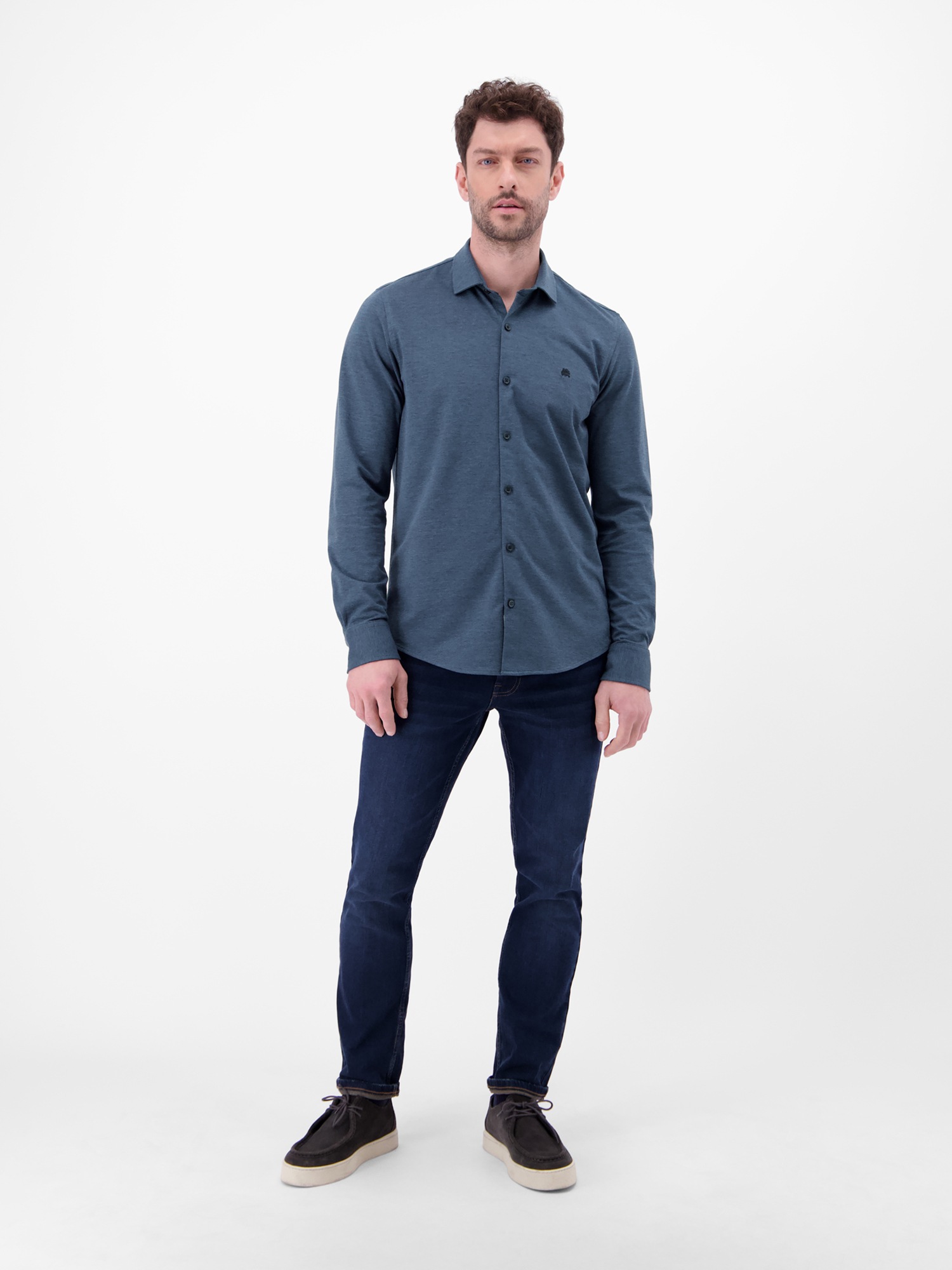LERROS Chemise à manches longues »Jerseyhemd mit 2-Knopf-Manschette und Kentkragen«