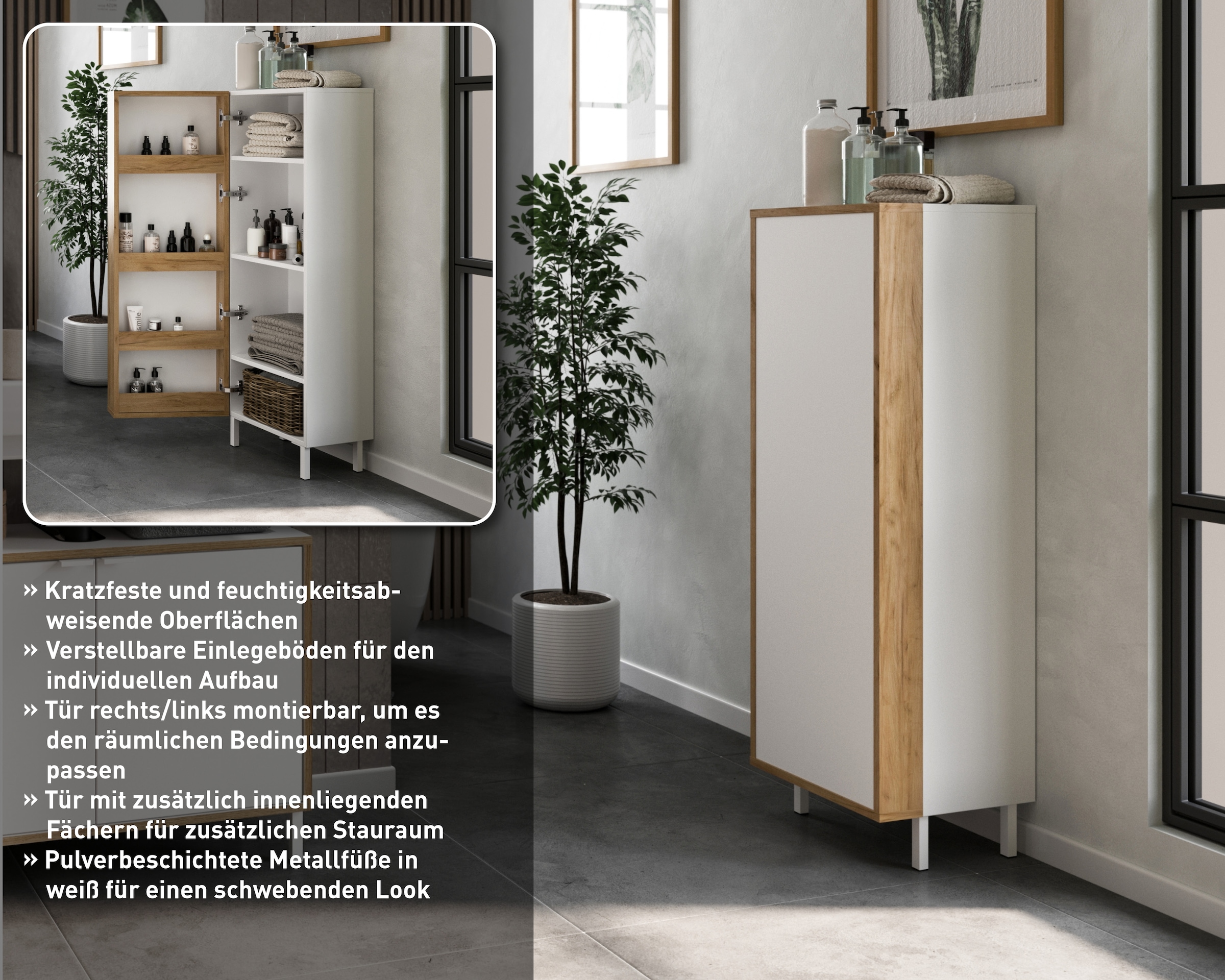 GERMANIA Midischrank »GW-Topeka« 1 Stk. tlg. rechts/links montierbar, Tür innen mit Regalfächern, Höhe 120 cm