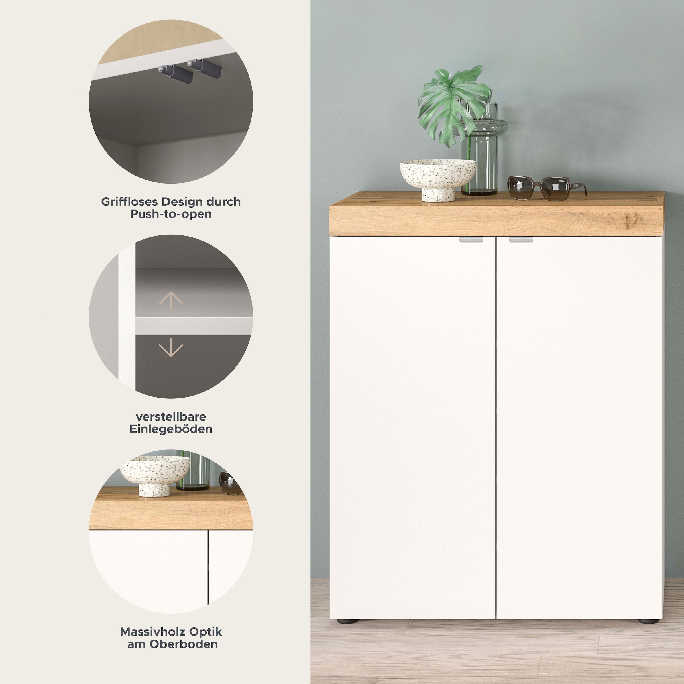 GOODproduct Armoire à chaussures »MAMBO II, Breite 77 cm, 2 Türen, 5 Einlegeböden« 1 cuis tlg. armoire à chaussures, commode à chaussures, couloir, entrée