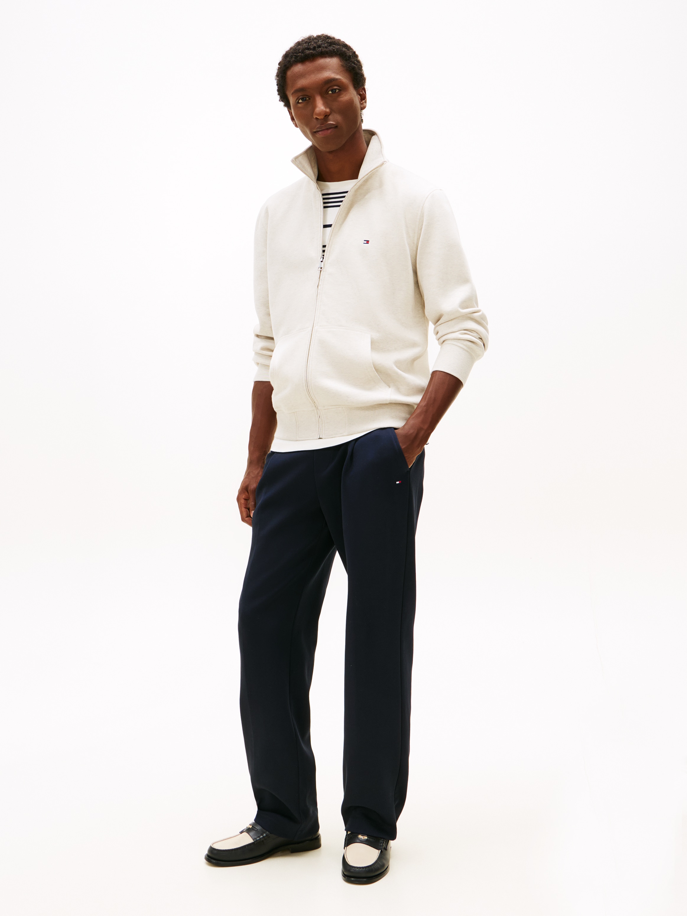 Tommy Hilfiger Veste sweat »ESSENTIAL FLEECE STAND COLLAR« mit Stehkragen, regular fit, Rippbündchen