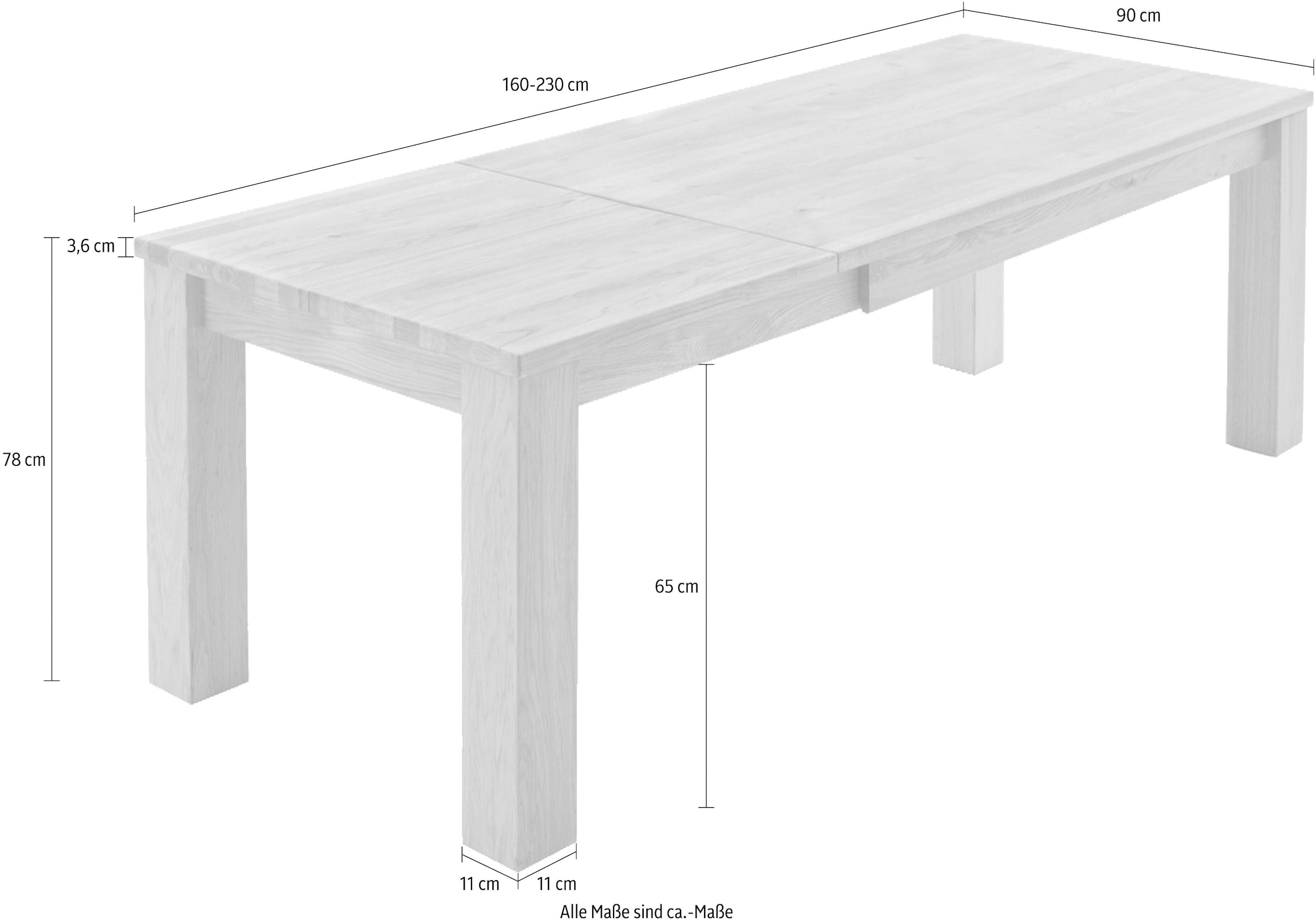Relita Table de salle à manger »Rolf« avec fonction d'extension en chêne sauvage massif huilé